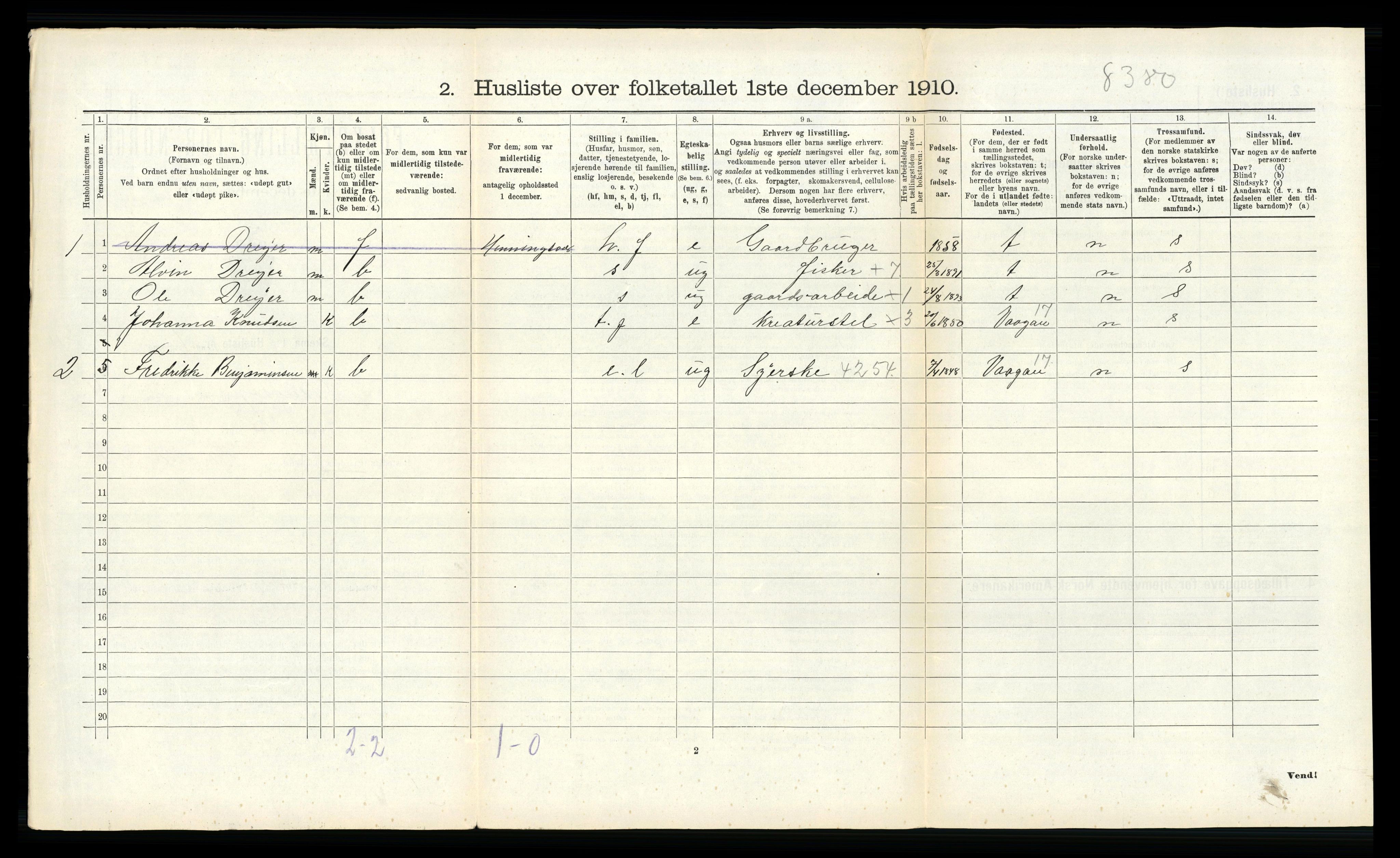 RA, 1910 census for Gimsøy, 1910, p. 272