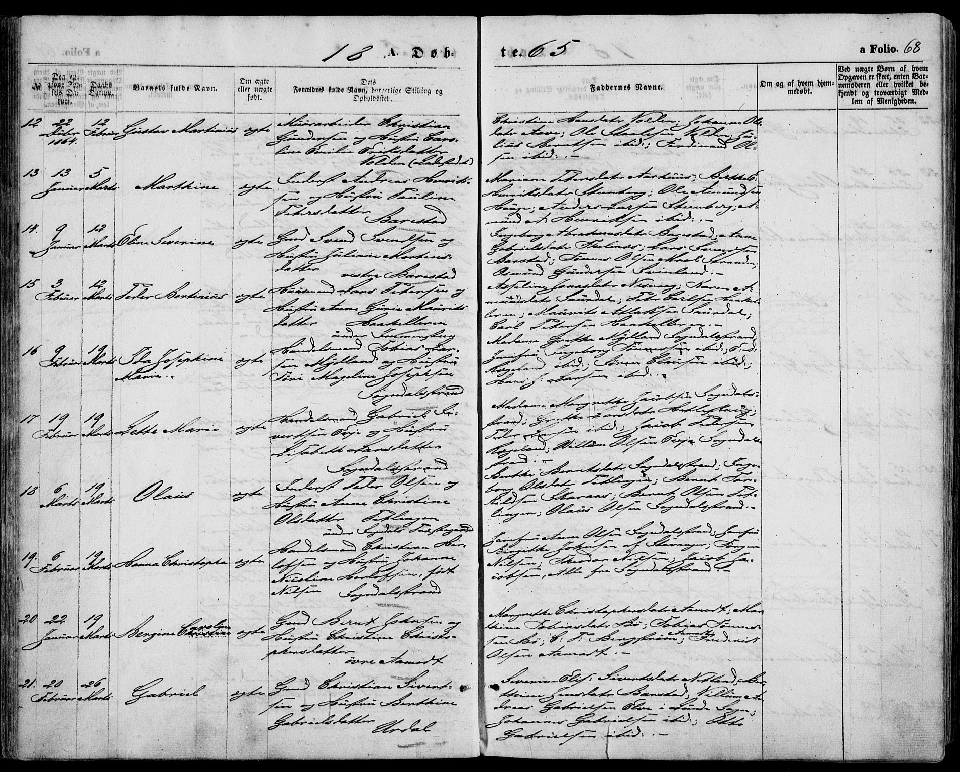 Sokndal sokneprestkontor, AV/SAST-A-101808: Parish register (official) no. A 9, 1857-1874, p. 68