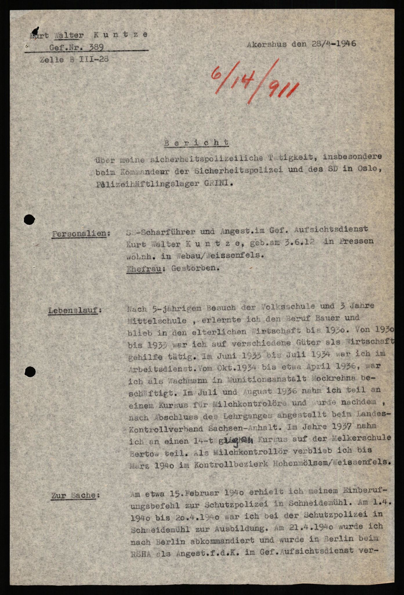 Forsvaret, Forsvarets overkommando II, AV/RA-RAFA-3915/D/Db/L0018: CI Questionaires. Tyske okkupasjonsstyrker i Norge. Tyskere., 1945-1946, p. 494