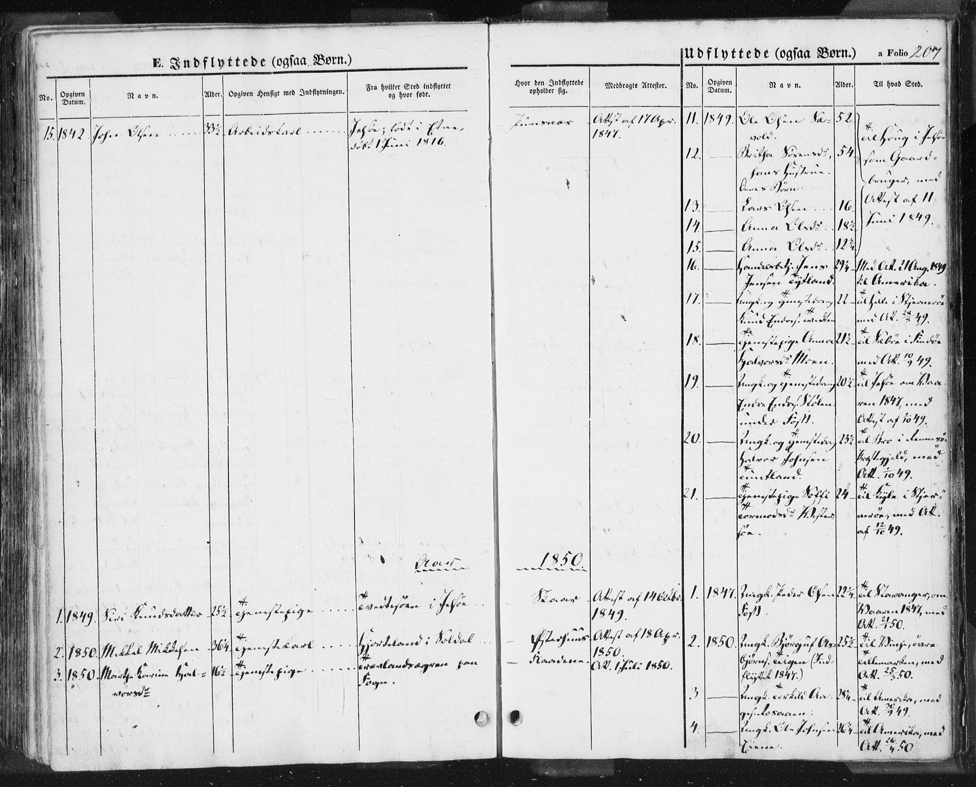 Hjelmeland sokneprestkontor, AV/SAST-A-101843/01/IV/L0009: Parish register (official) no. A 9, 1846-1860, p. 207