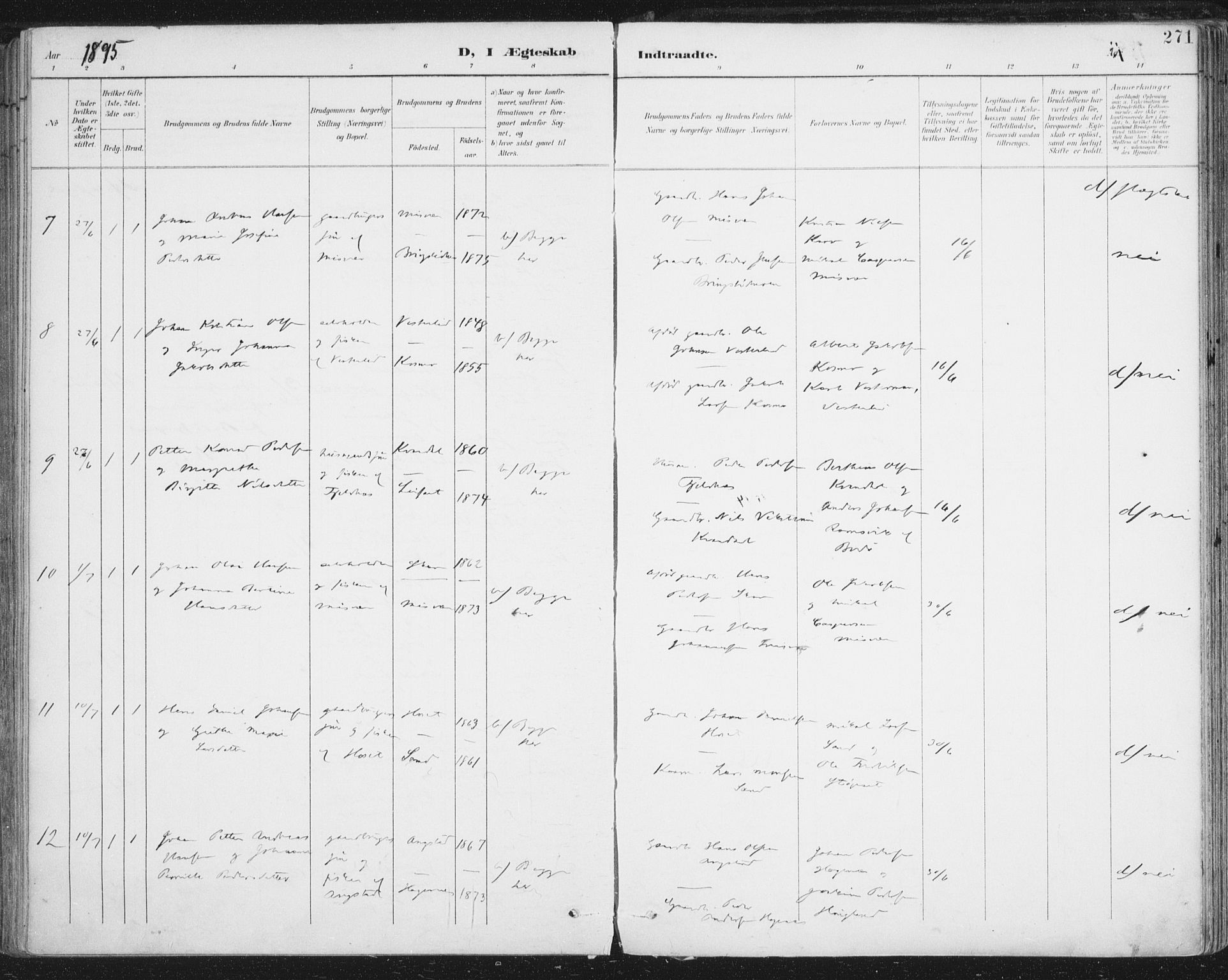 Ministerialprotokoller, klokkerbøker og fødselsregistre - Nordland, SAT/A-1459/852/L0741: Parish register (official) no. 852A11, 1894-1917, p. 271