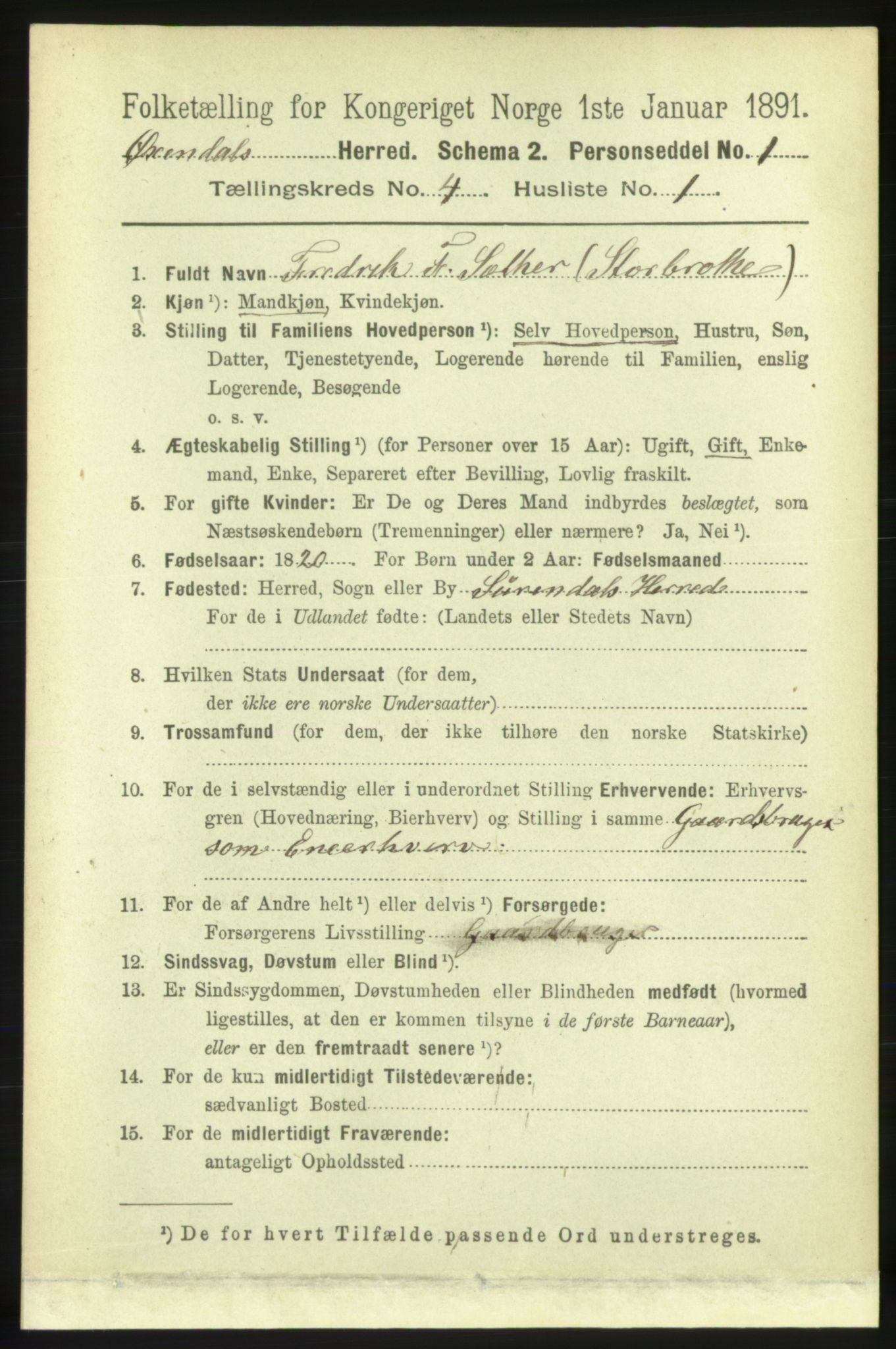 RA, 1891 census for 1561 Øksendal, 1891, p. 840