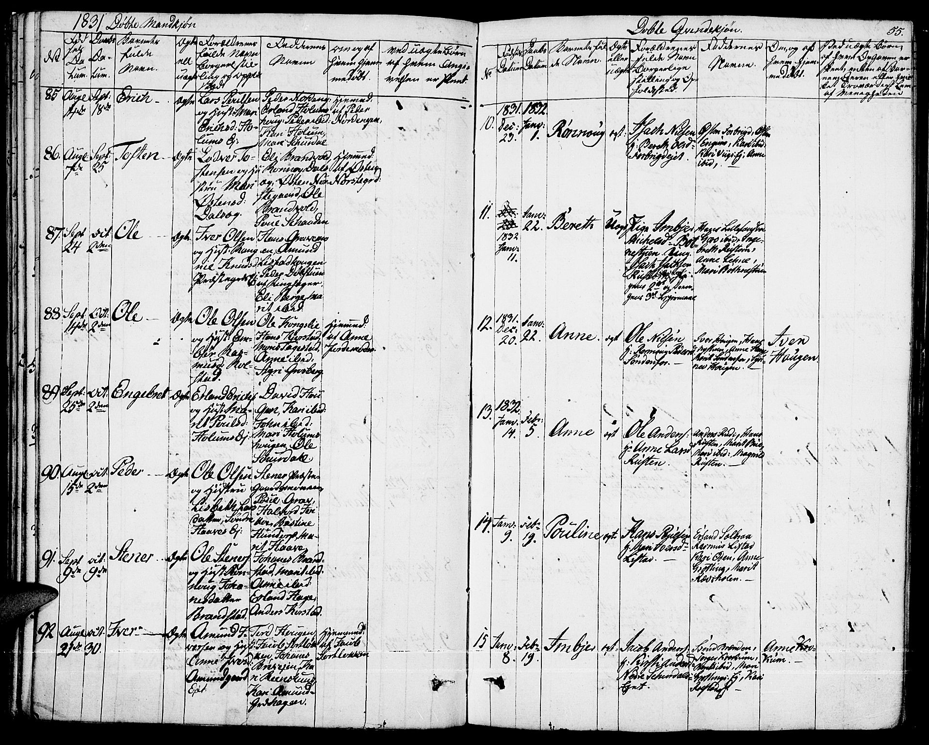 Fron prestekontor, AV/SAH-PREST-078/H/Ha/Haa/L0003: Parish register (official) no. 3, 1828-1838, p. 55