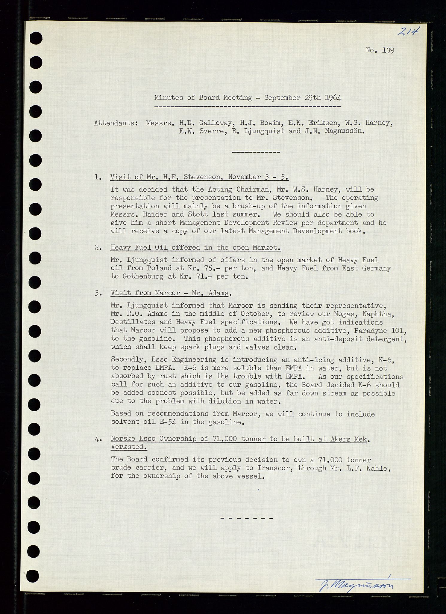 Pa 0982 - Esso Norge A/S, AV/SAST-A-100448/A/Aa/L0001/0004: Den administrerende direksjon Board minutes (styrereferater) / Den administrerende direksjon Board minutes (styrereferater), 1963-1964, p. 48