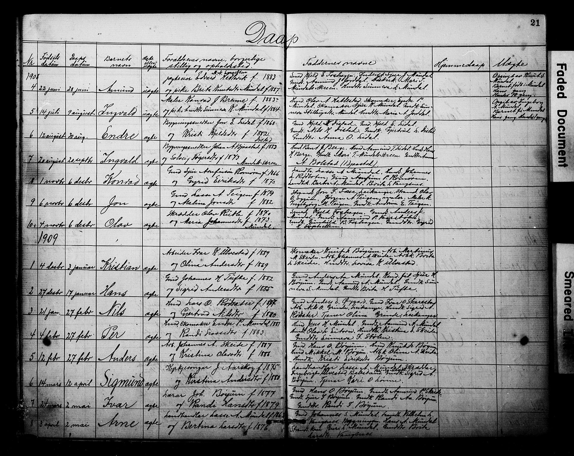 Balestrand sokneprestembete, SAB/A-79601: Parish register (copy) no. B 1A, 1880-1916, p. 21