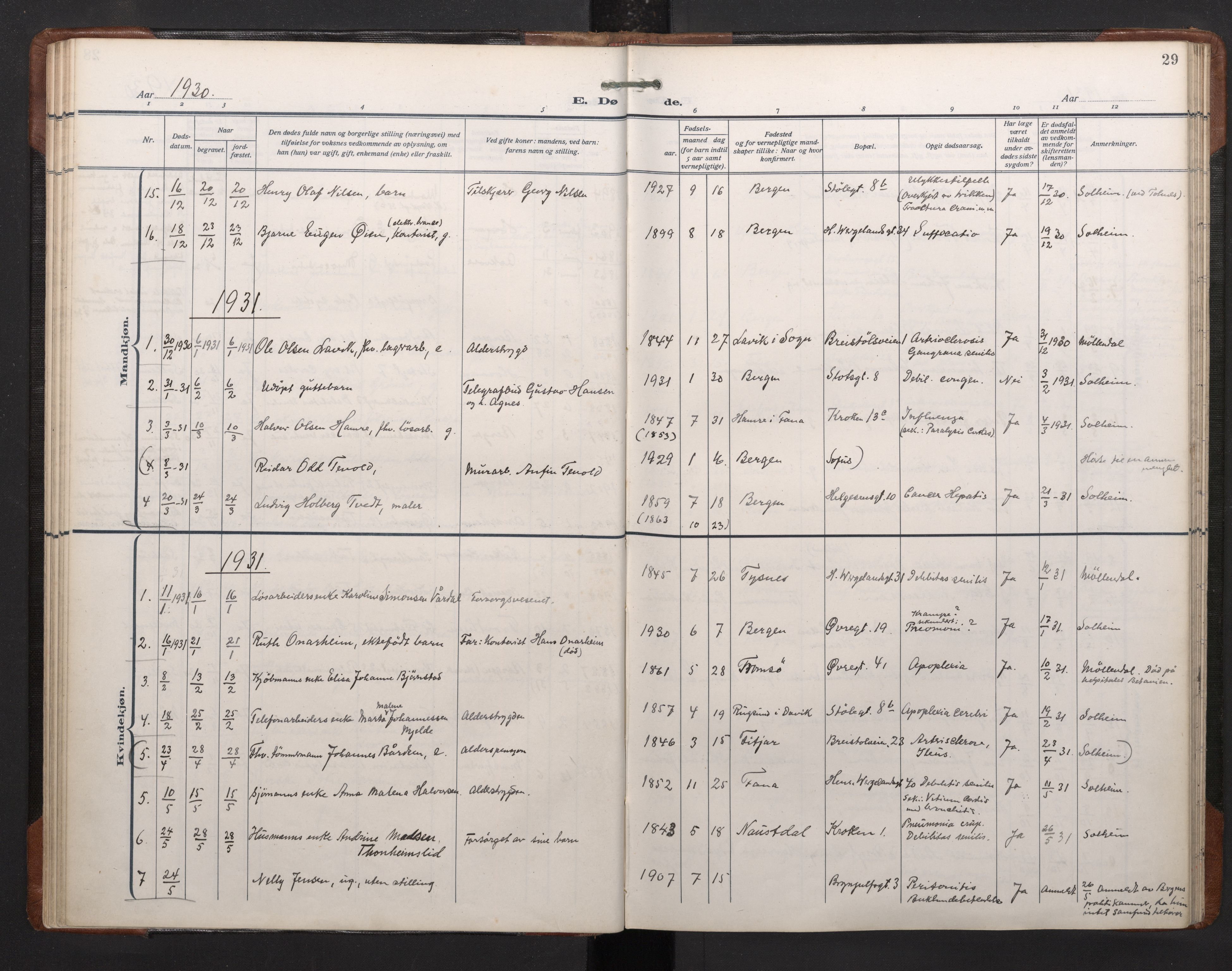 Mariakirken Sokneprestembete, SAB/A-76901/H/Haa/L0020: Parish register (official) no. E 1, 1918-1956, p. 28b-29a