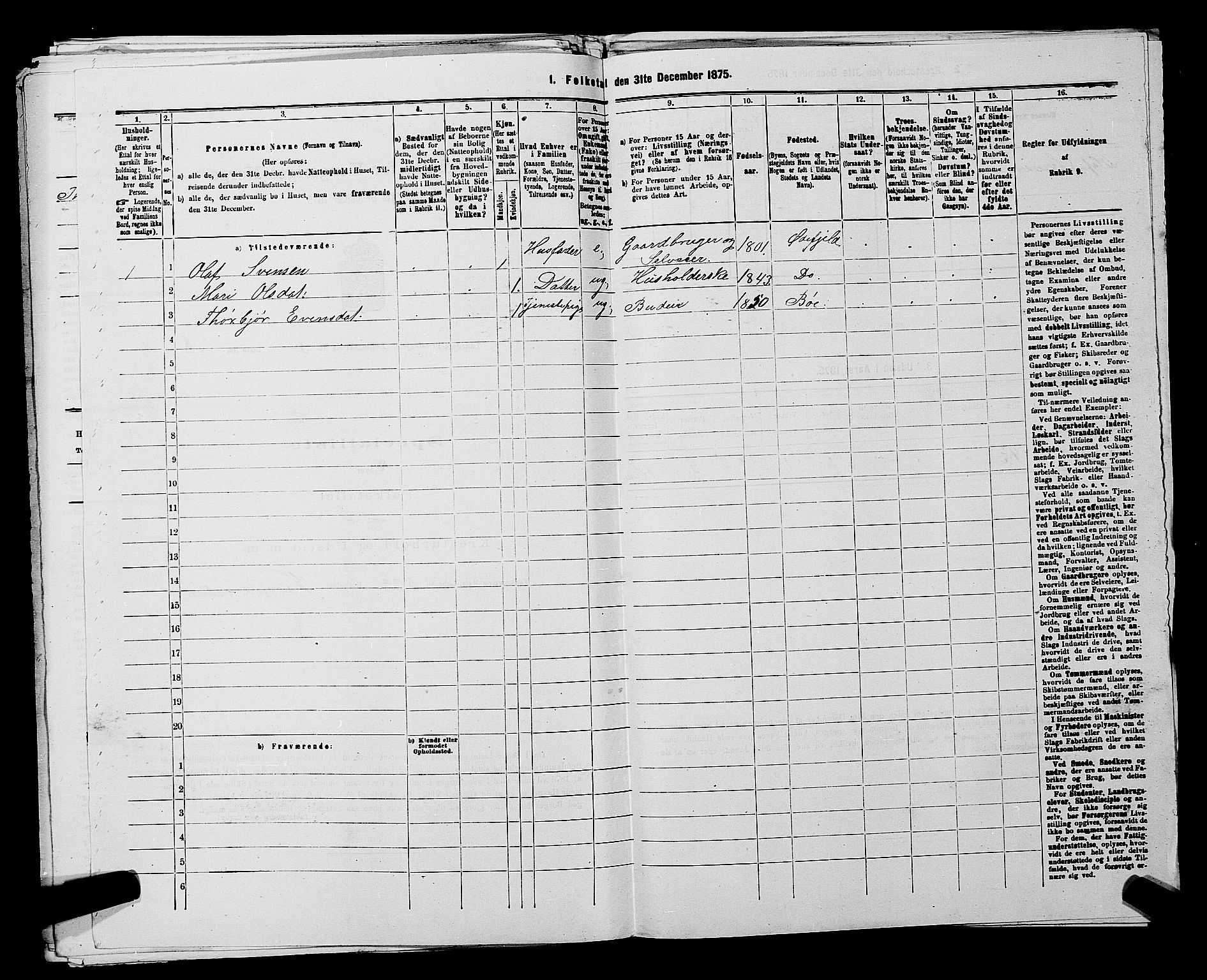 SAKO, 1875 census for 0833P Lårdal, 1875, p. 408