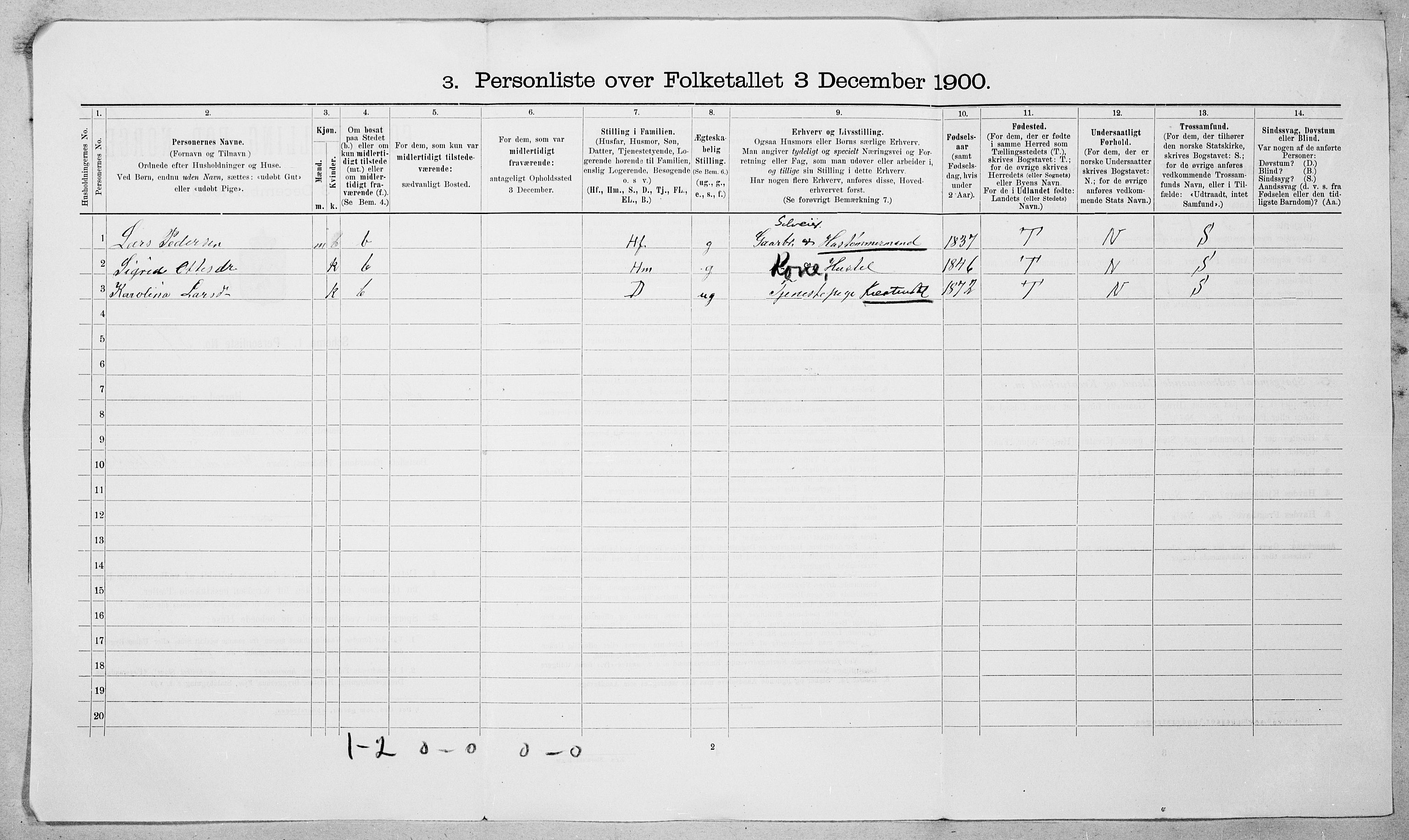 SAT, 1900 census for Sylte, 1900, p. 17