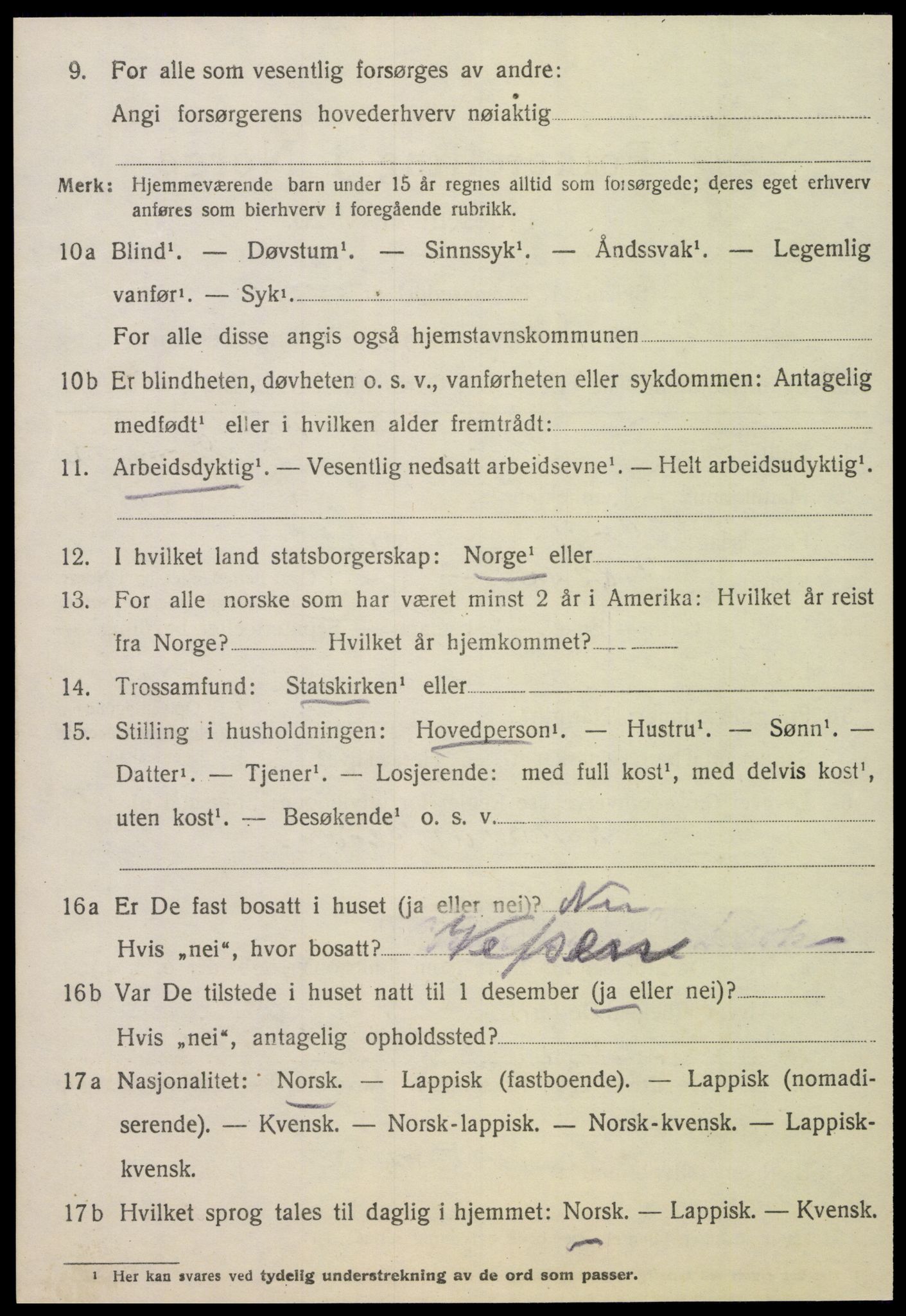 SAT, 1920 census for Overhalla, 1920, p. 4287