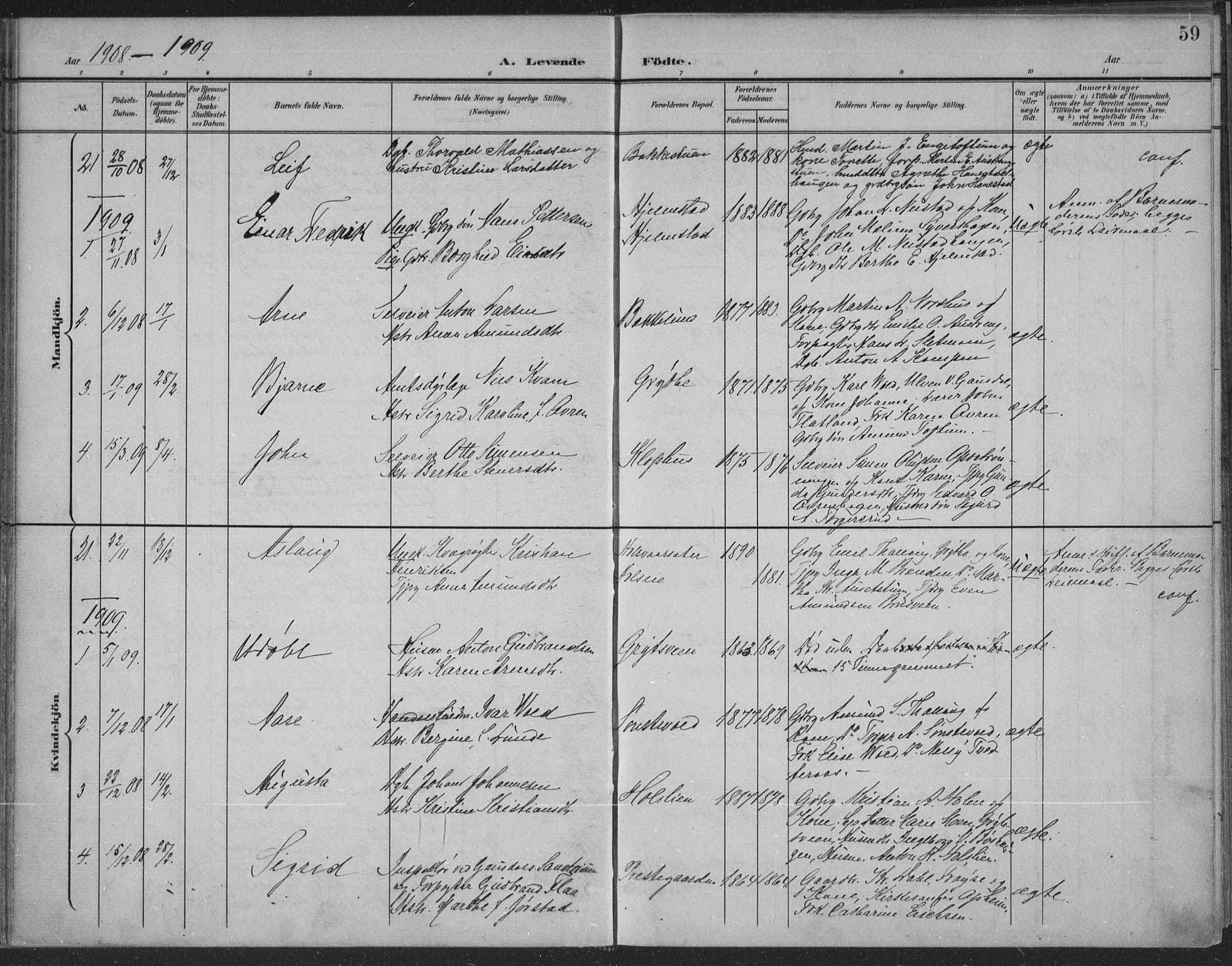Østre Gausdal prestekontor, SAH/PREST-092/H/Ha/Haa/L0004: Parish register (official) no. 4, 1898-1914, p. 59