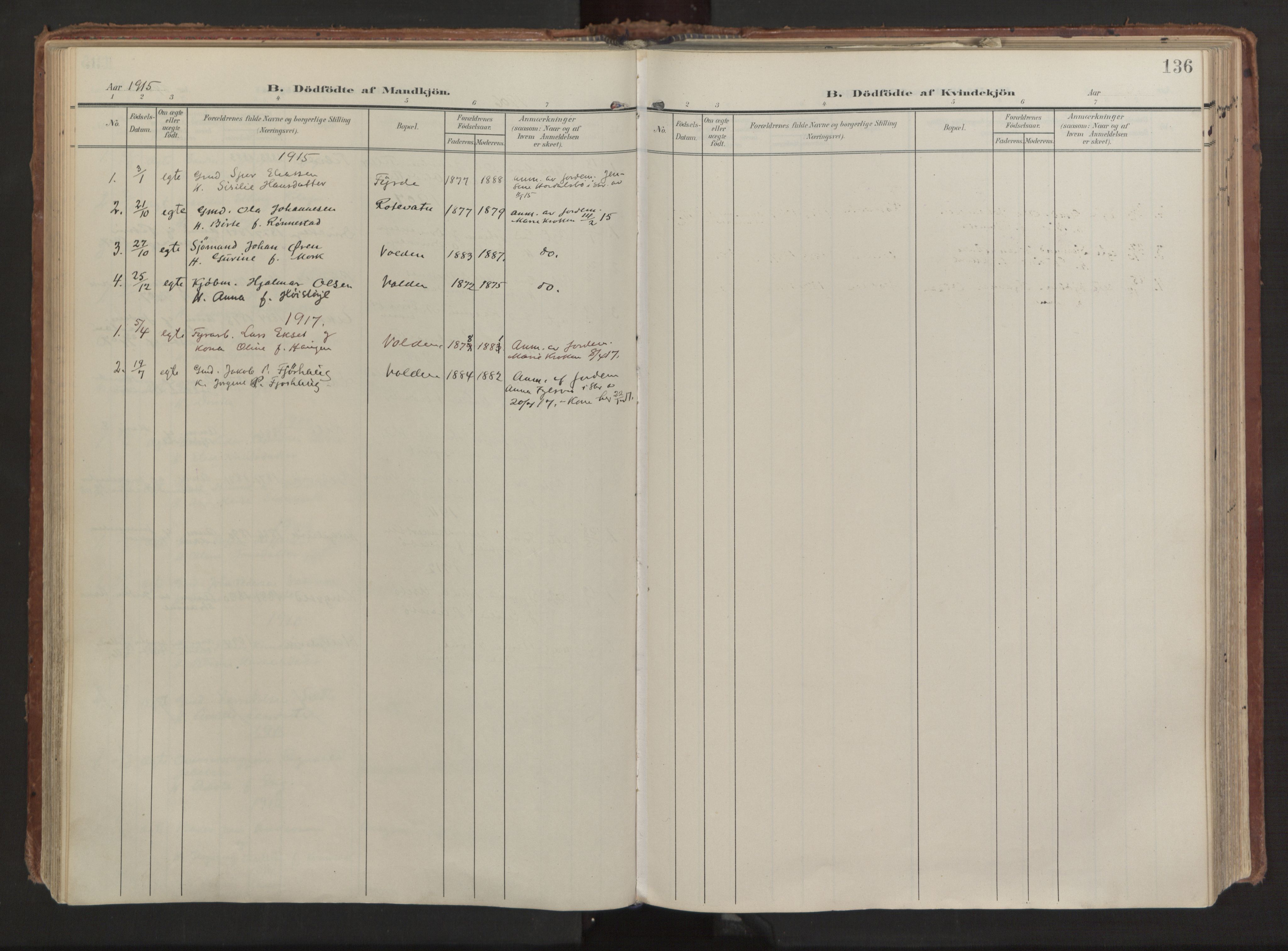 Ministerialprotokoller, klokkerbøker og fødselsregistre - Møre og Romsdal, AV/SAT-A-1454/511/L0144: Parish register (official) no. 511A11, 1906-1923, p. 136