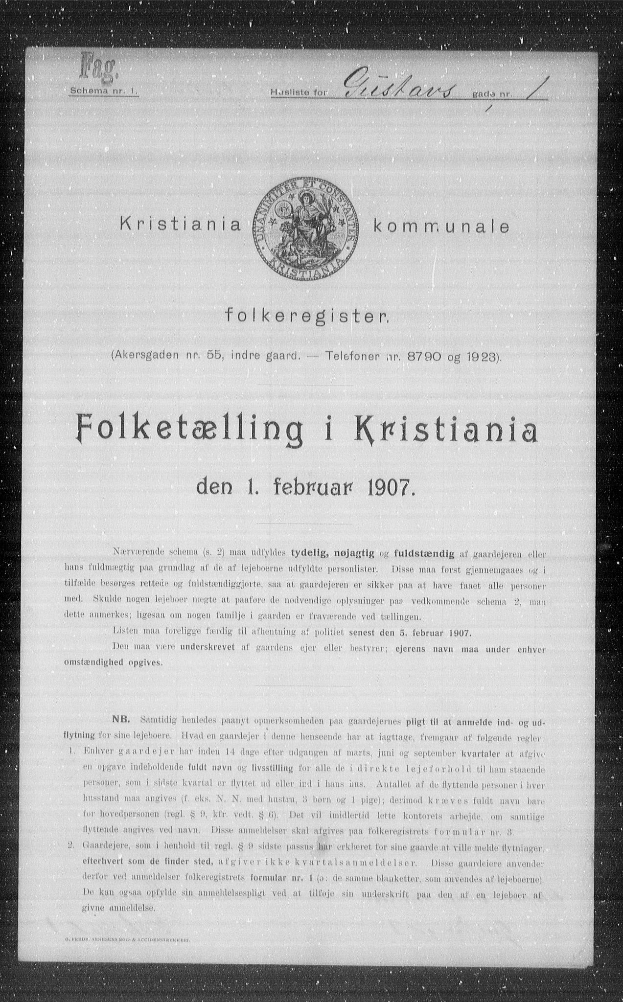 OBA, Municipal Census 1907 for Kristiania, 1907, p. 16624
