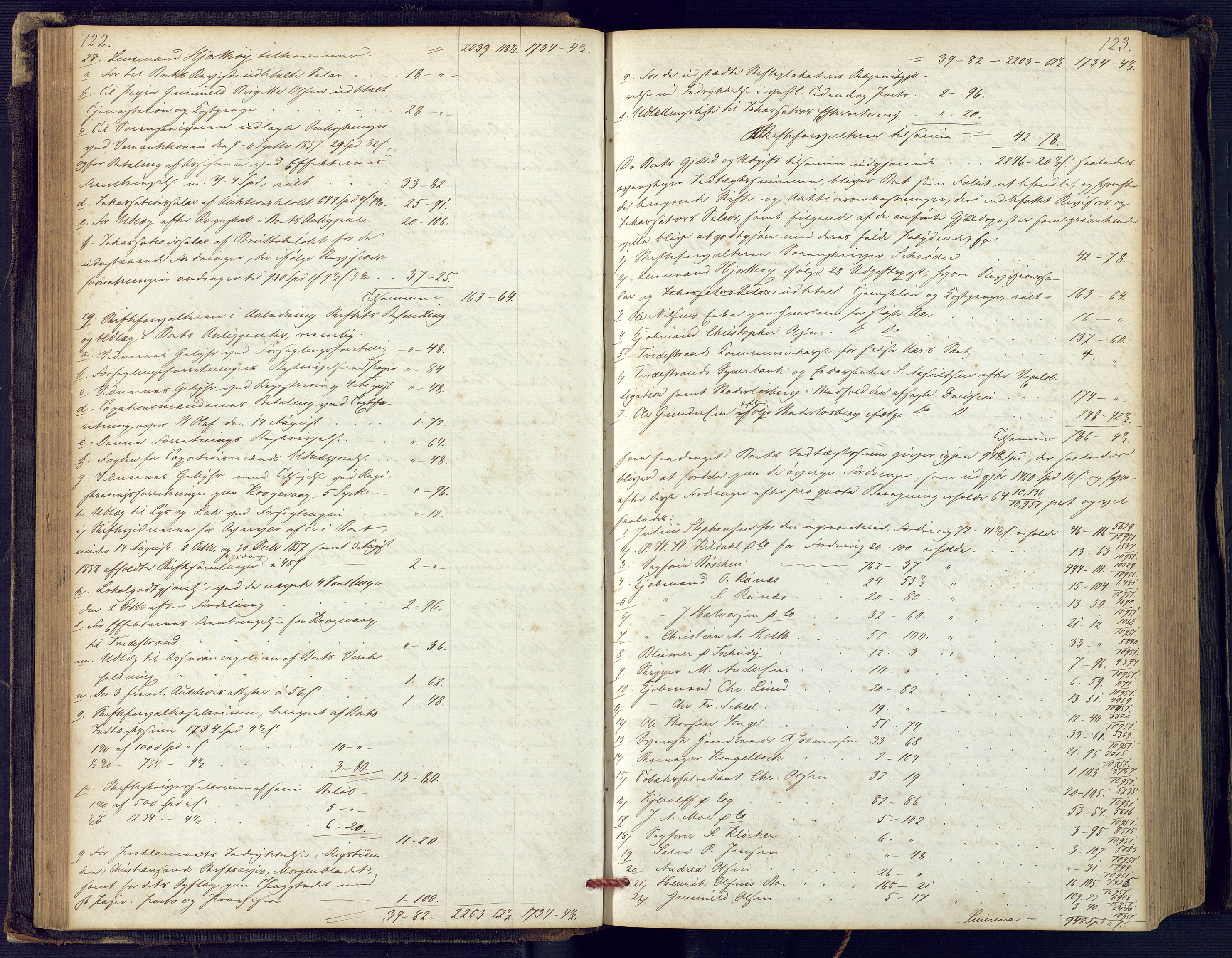 Holt sorenskriveri, SAK/1221-0002/H/Hc/L0029: Skifteutlodningsprotokoll nr. 4 med løst register, 1857-1862, p. 122-123