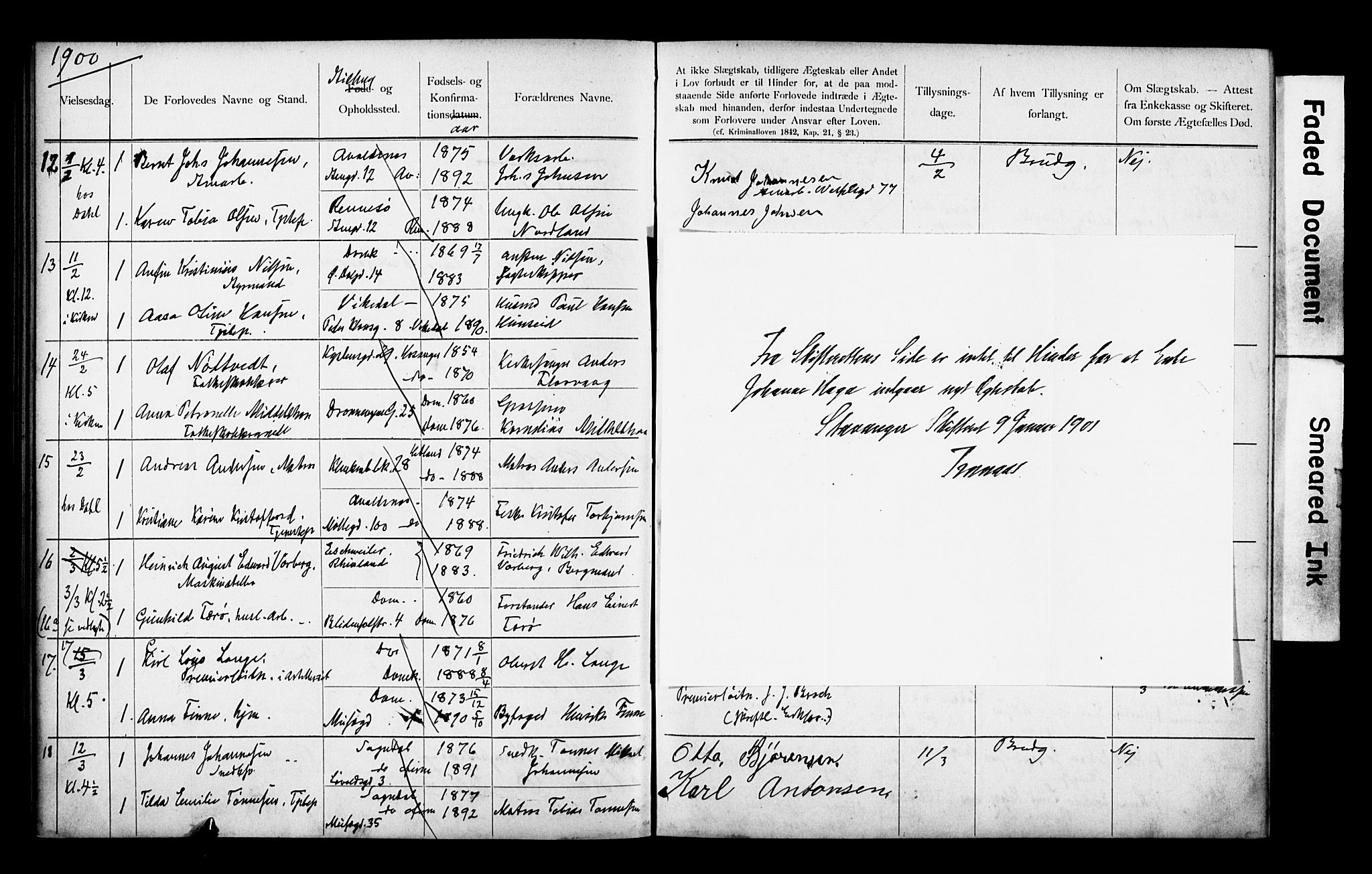 Domkirken sokneprestkontor, AV/SAST-A-101812/001/70/705BA/L0004: Banns register no. 4, 1892-1904