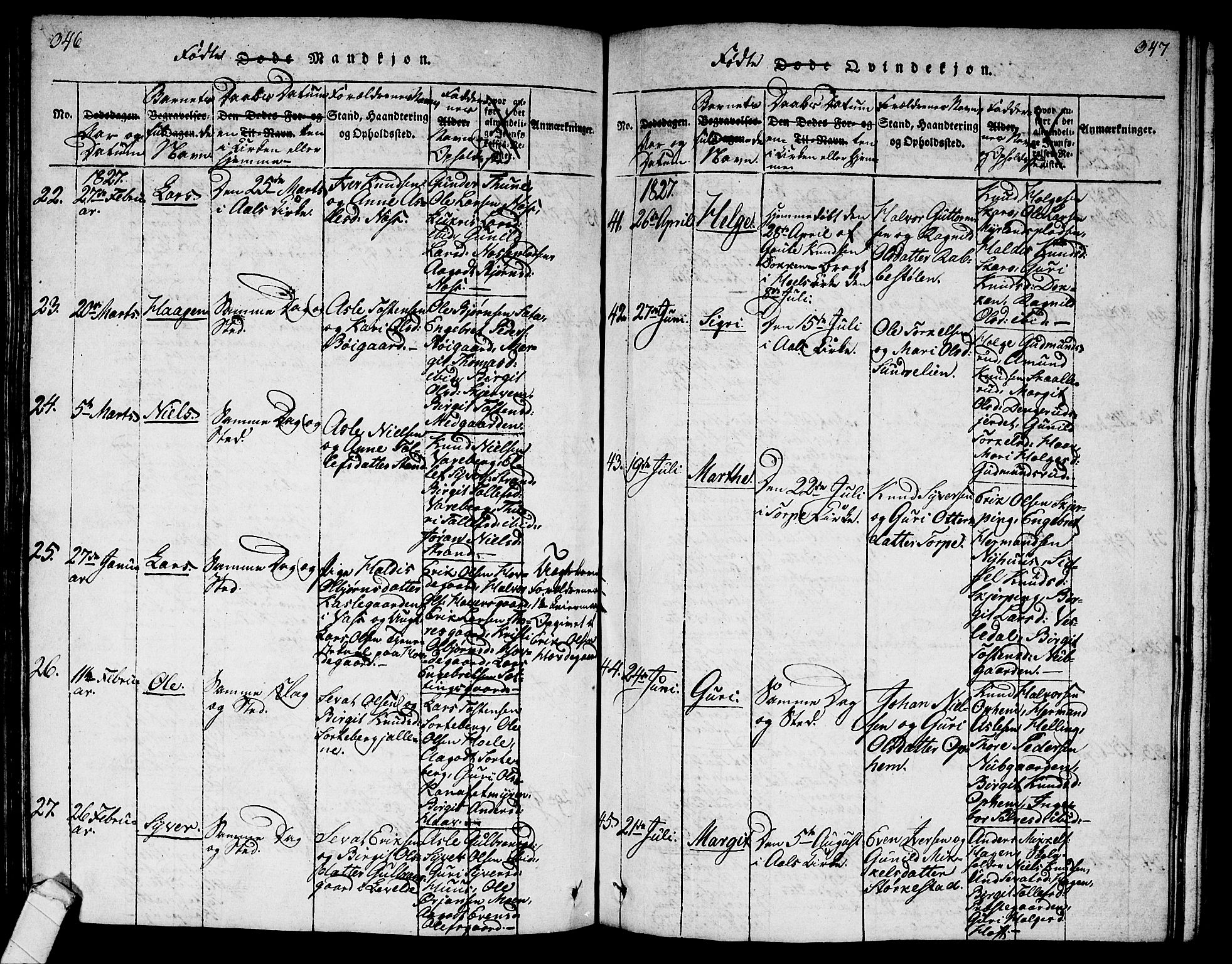 Ål kirkebøker, AV/SAKO-A-249/G/Ga/L0001: Parish register (copy) no. 1, 1815-1829, p. 346-347