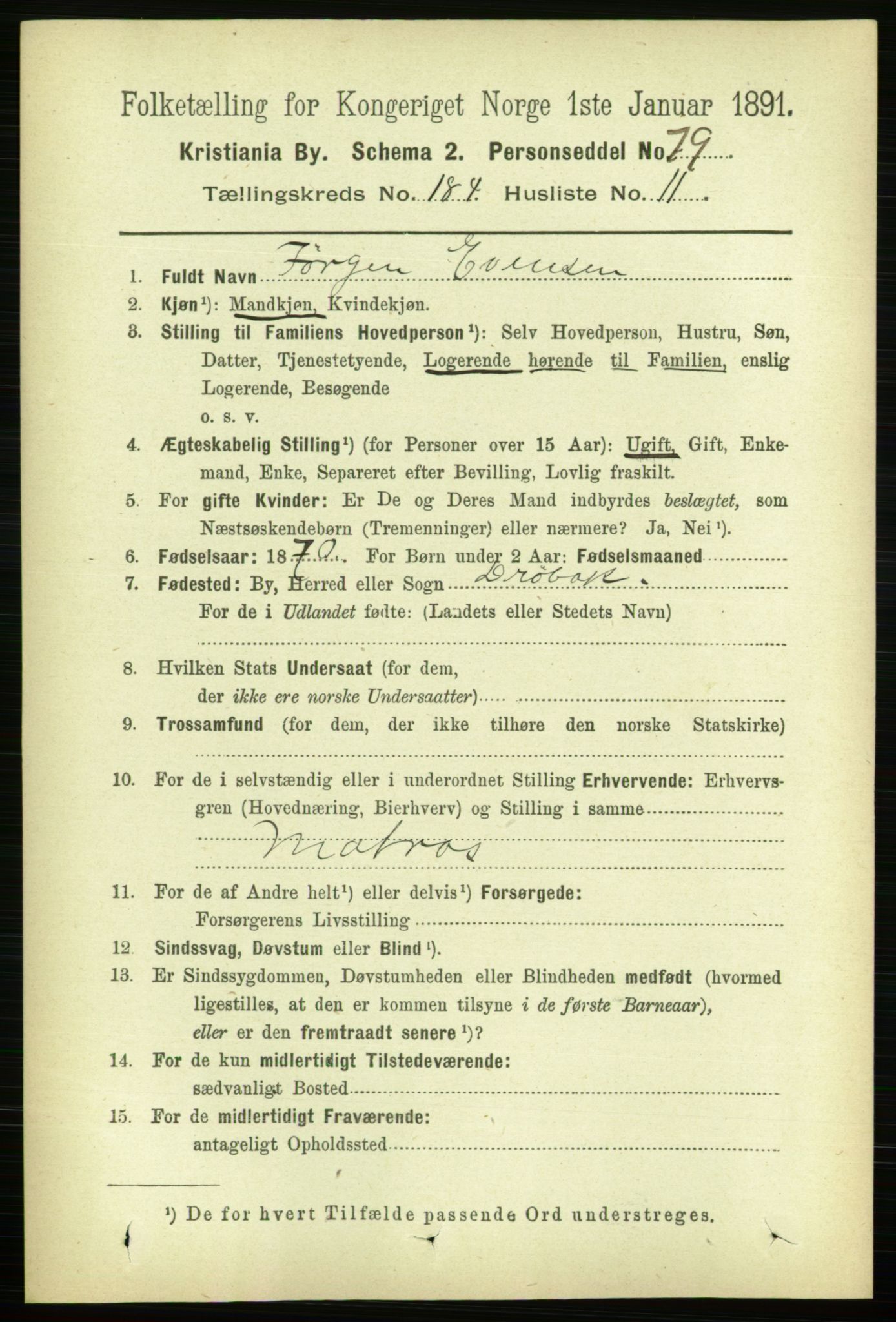 RA, 1891 census for 0301 Kristiania, 1891, p. 110391