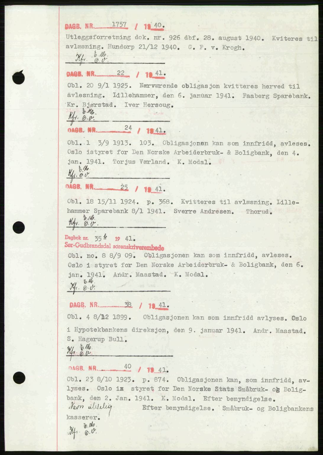 Sør-Gudbrandsdal tingrett, SAH/TING-004/H/Hb/Hbf/L0002: Mortgage book no. C1, 1938-1951, Diary no: : 1757/1940