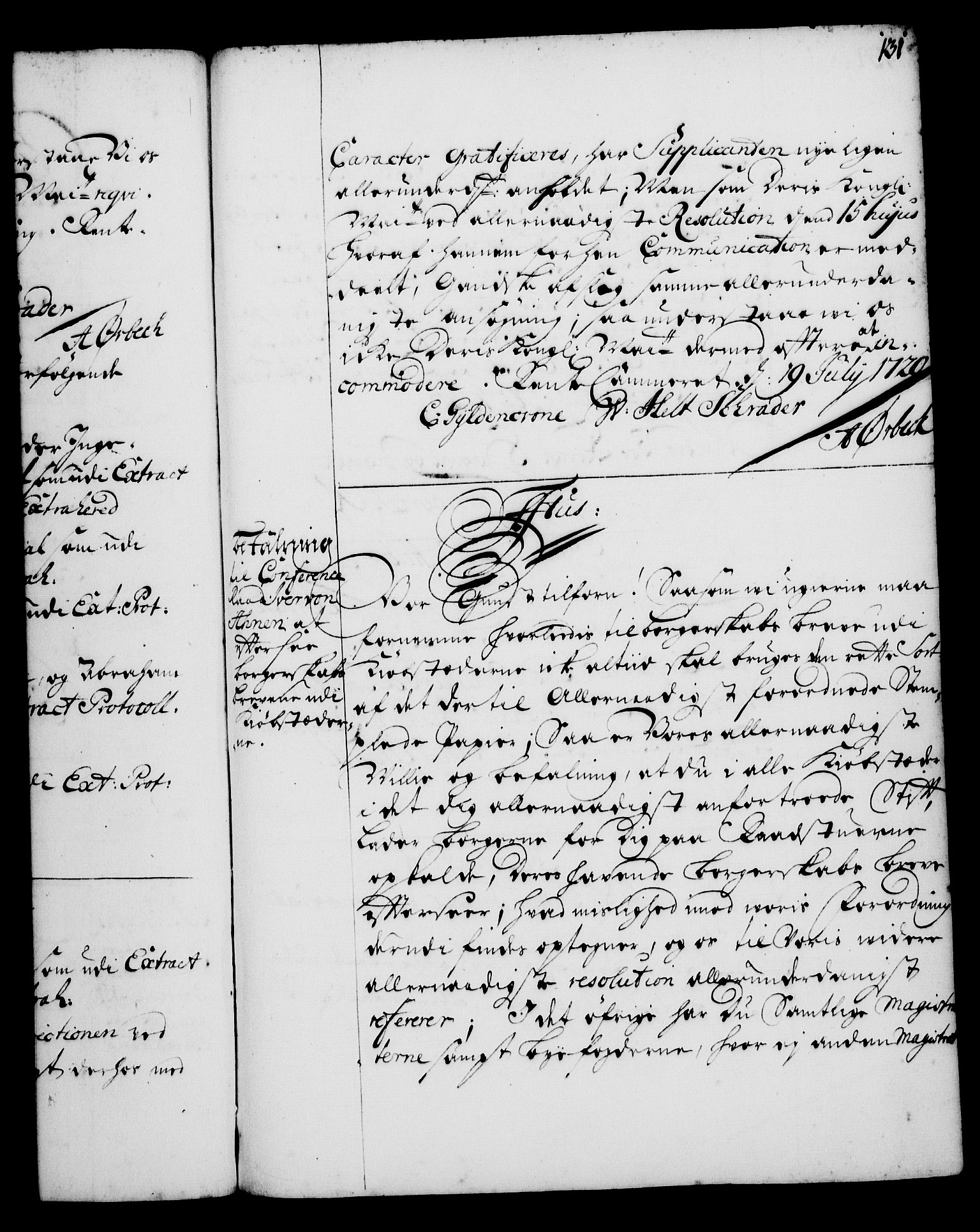 Rentekammeret, Kammerkanselliet, RA/EA-3111/G/Gg/Gga/L0001: Norsk ekspedisjonsprotokoll med register (merket RK 53.1), 1720-1723, p. 131