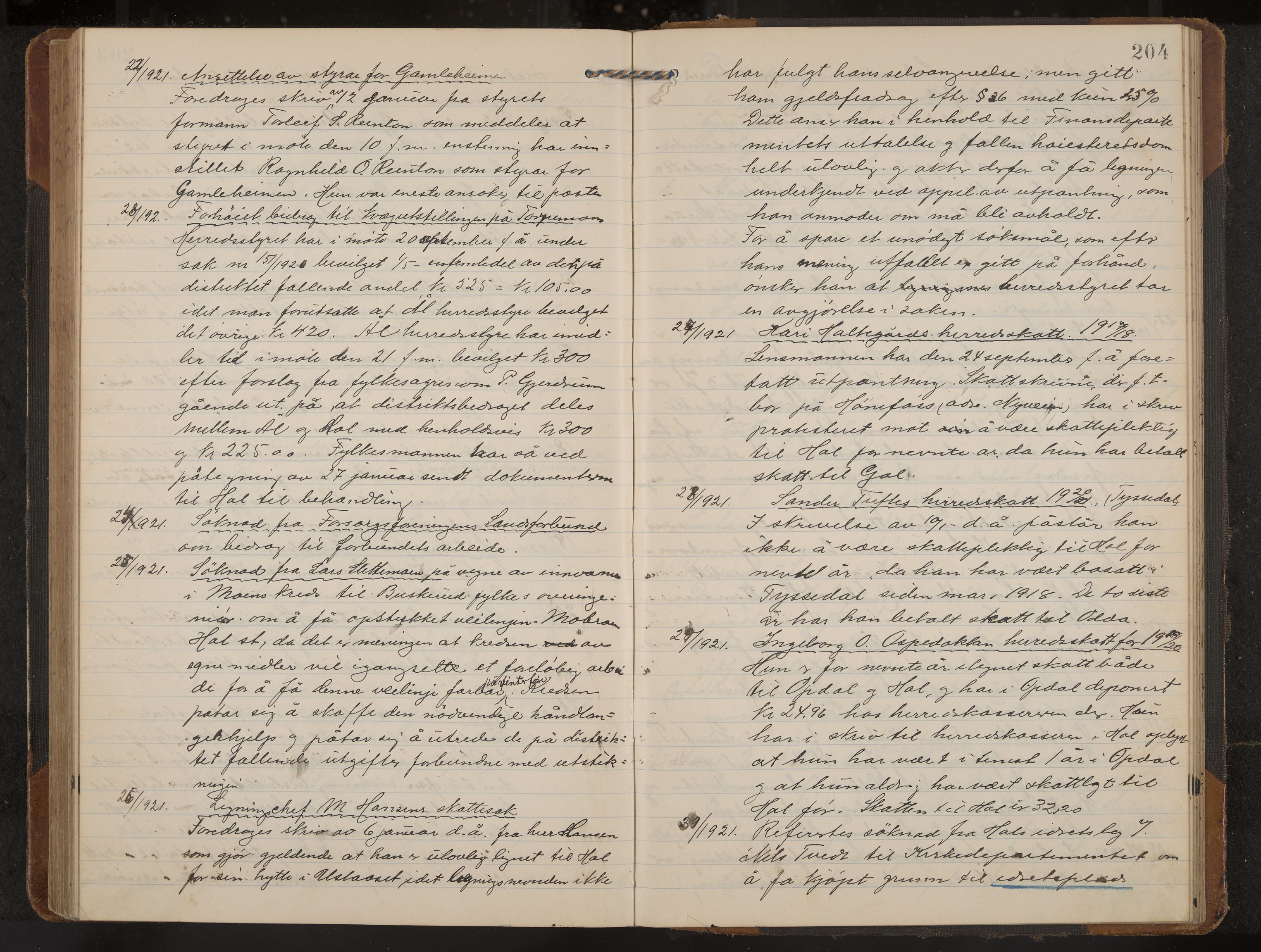 Hol formannskap og sentraladministrasjon, IKAK/0620021-1/A/L0006: Møtebok, 1916-1922, p. 204