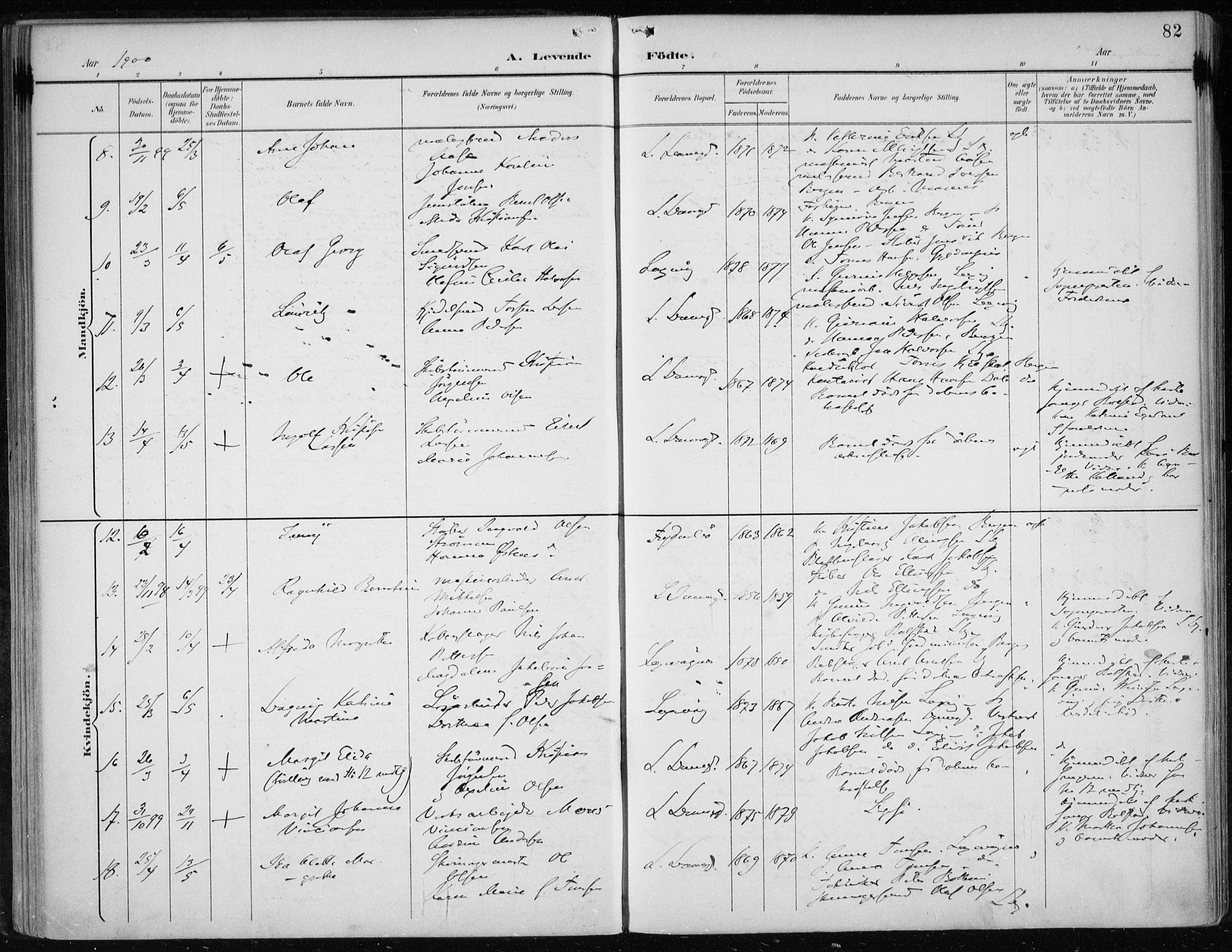 Askøy Sokneprestembete, AV/SAB-A-74101/H/Ha/Haa/Haae/L0003: Parish register (official) no. E 3, 1891-1903, p. 82
