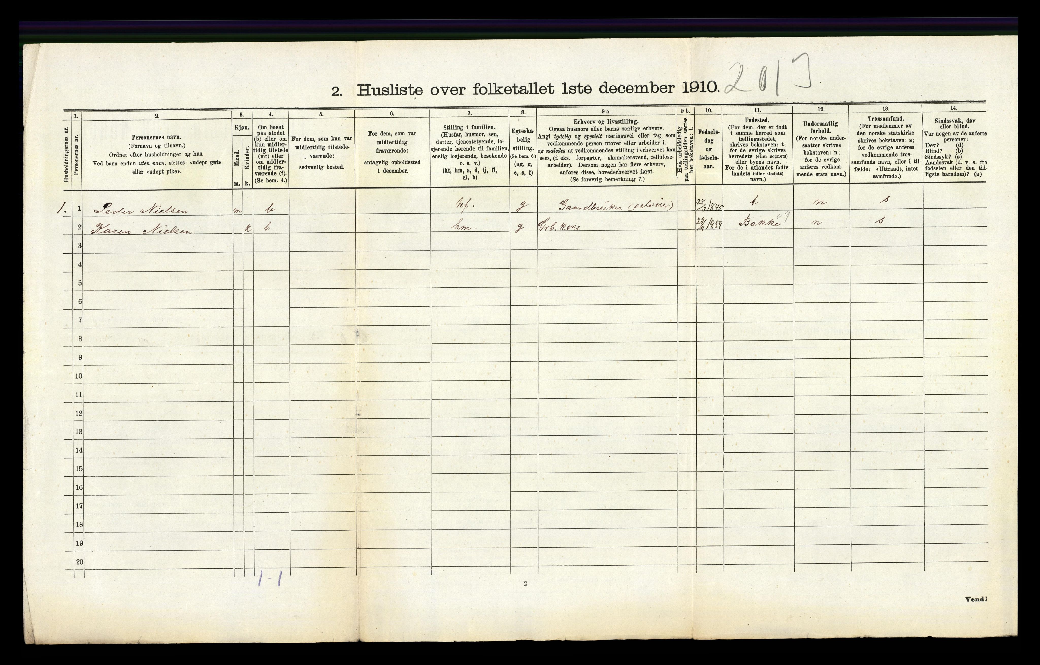 RA, 1910 census for Vanse, 1910, p. 980