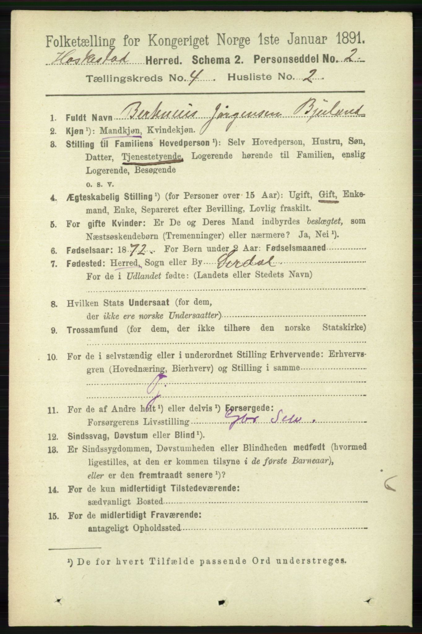 RA, 1891 census for 1113 Heskestad, 1891, p. 550