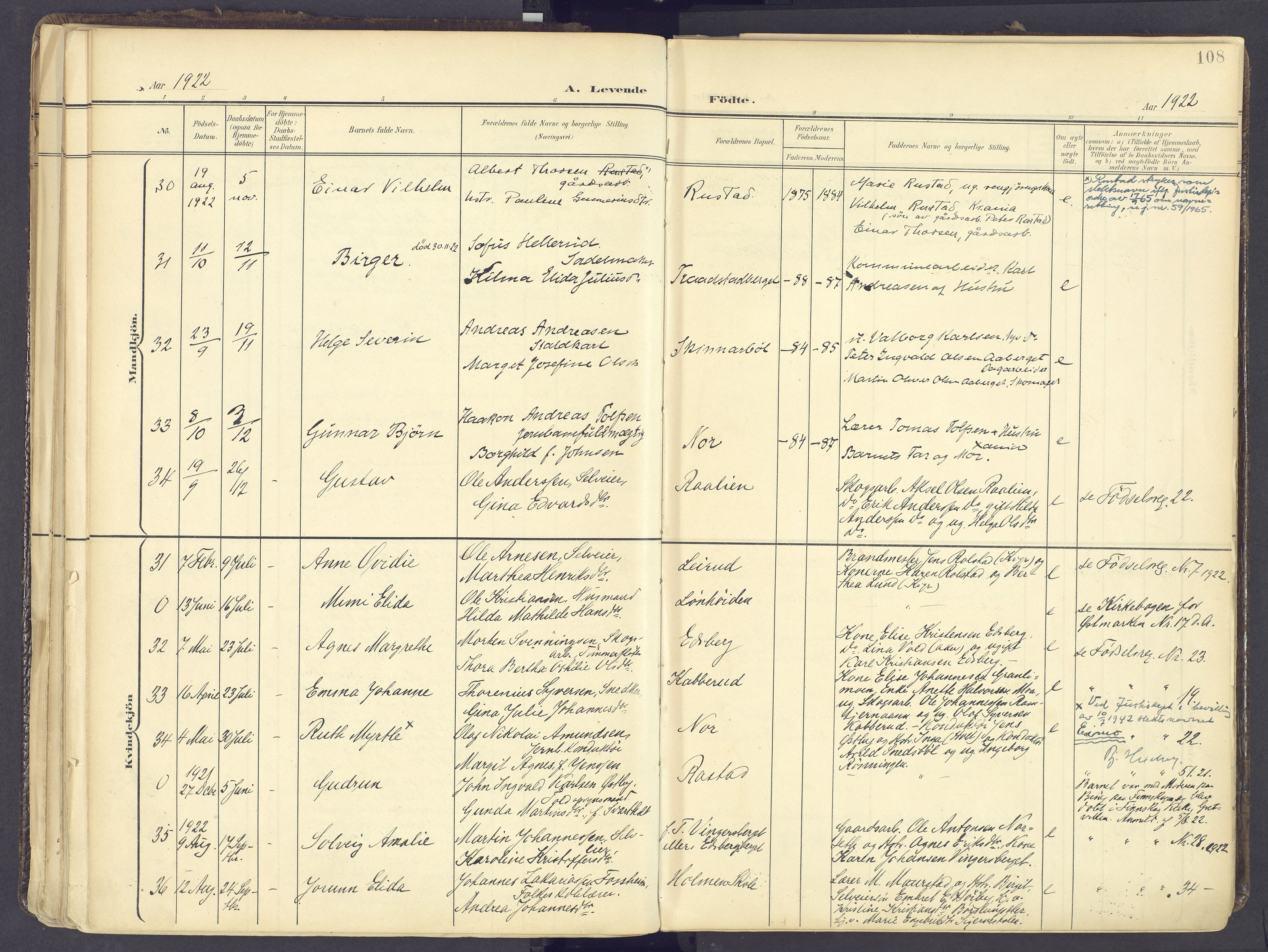 Vinger prestekontor, SAH/PREST-024/H/Ha/Haa/L0017: Parish register (official) no. 17, 1901-1927, p. 108