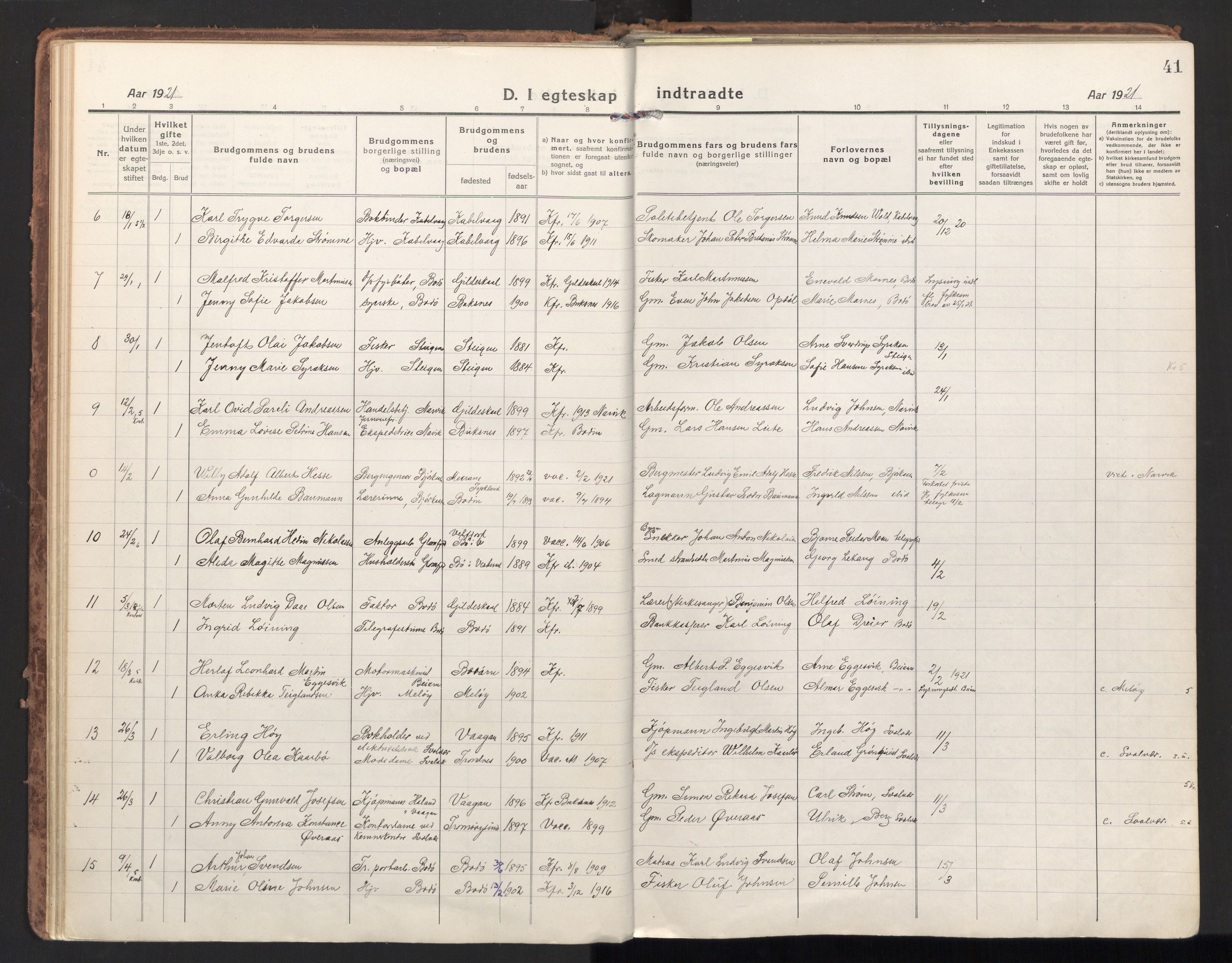 Ministerialprotokoller, klokkerbøker og fødselsregistre - Nordland, SAT/A-1459/801/L0018: Parish register (official) no. 801A18, 1916-1930, p. 41