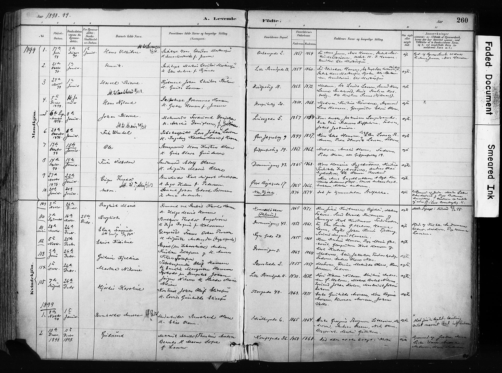 Larvik kirkebøker, SAKO/A-352/F/Fa/L0009: Parish register (official) no. I 9, 1884-1904, p. 260