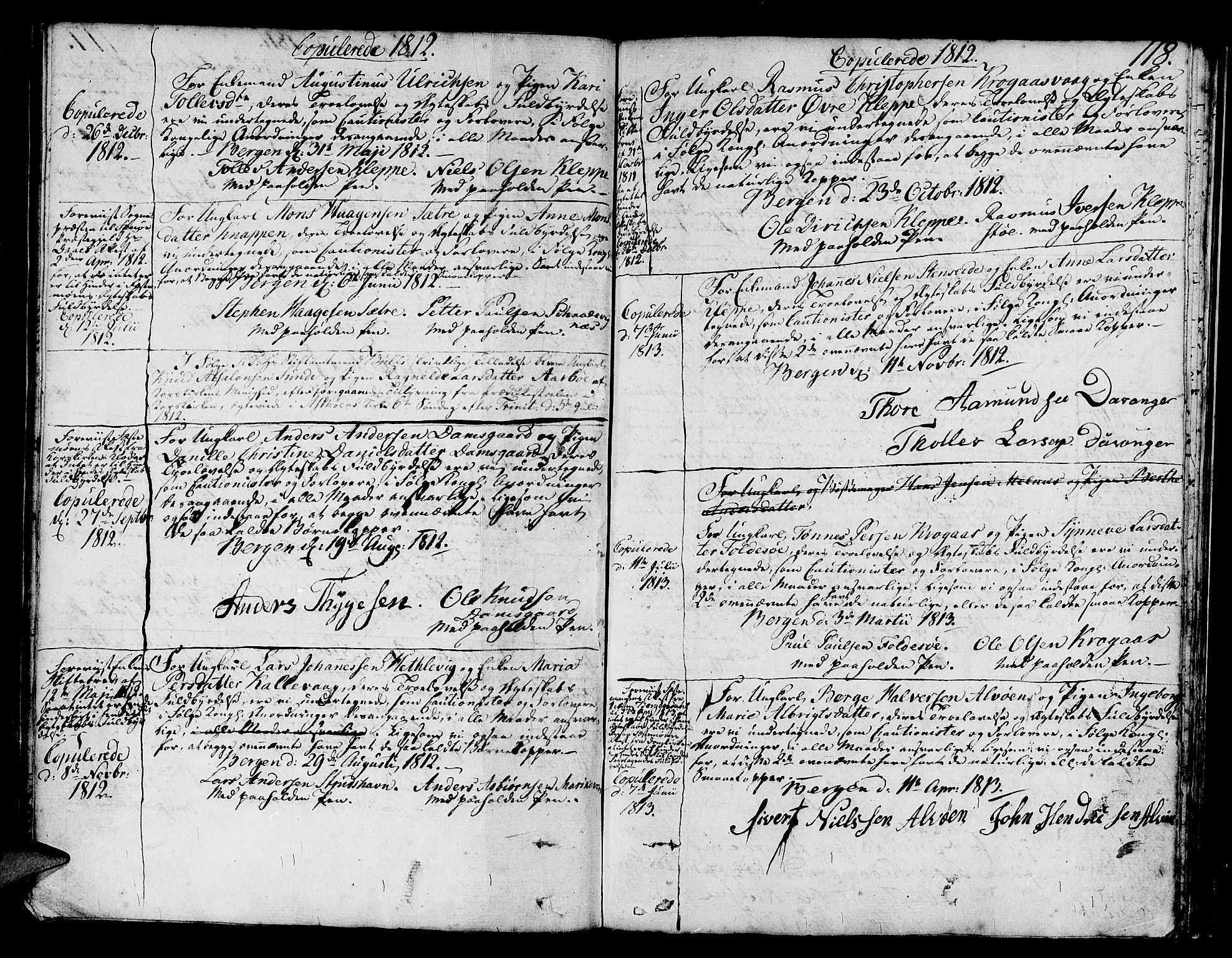 Askøy Sokneprestembete, AV/SAB-A-74101/H/Ha/Haa/Haaa/L0002: Parish register (official) no. A 2, 1801-1818, p. 118