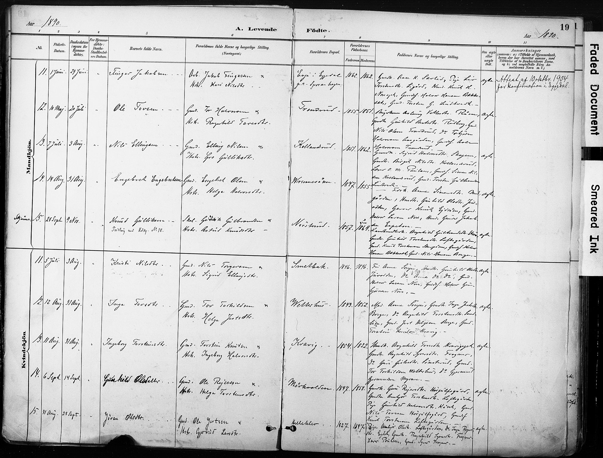 Nore kirkebøker, SAKO/A-238/F/Fb/L0002: Parish register (official) no. II 2, 1886-1906, p. 19