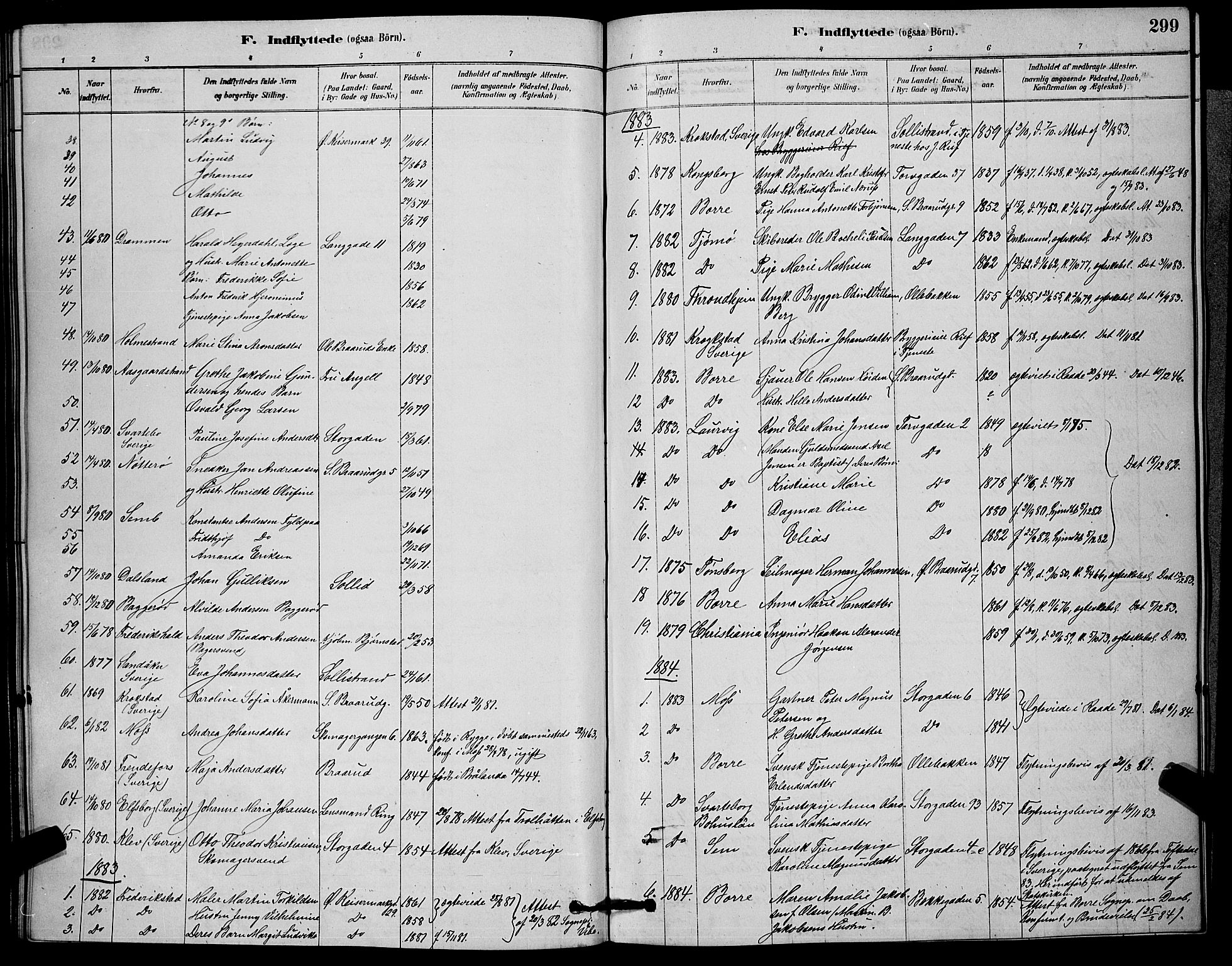 Horten kirkebøker, AV/SAKO-A-348/G/Ga/L0003: Parish register (copy) no. 4, 1878-1887, p. 299