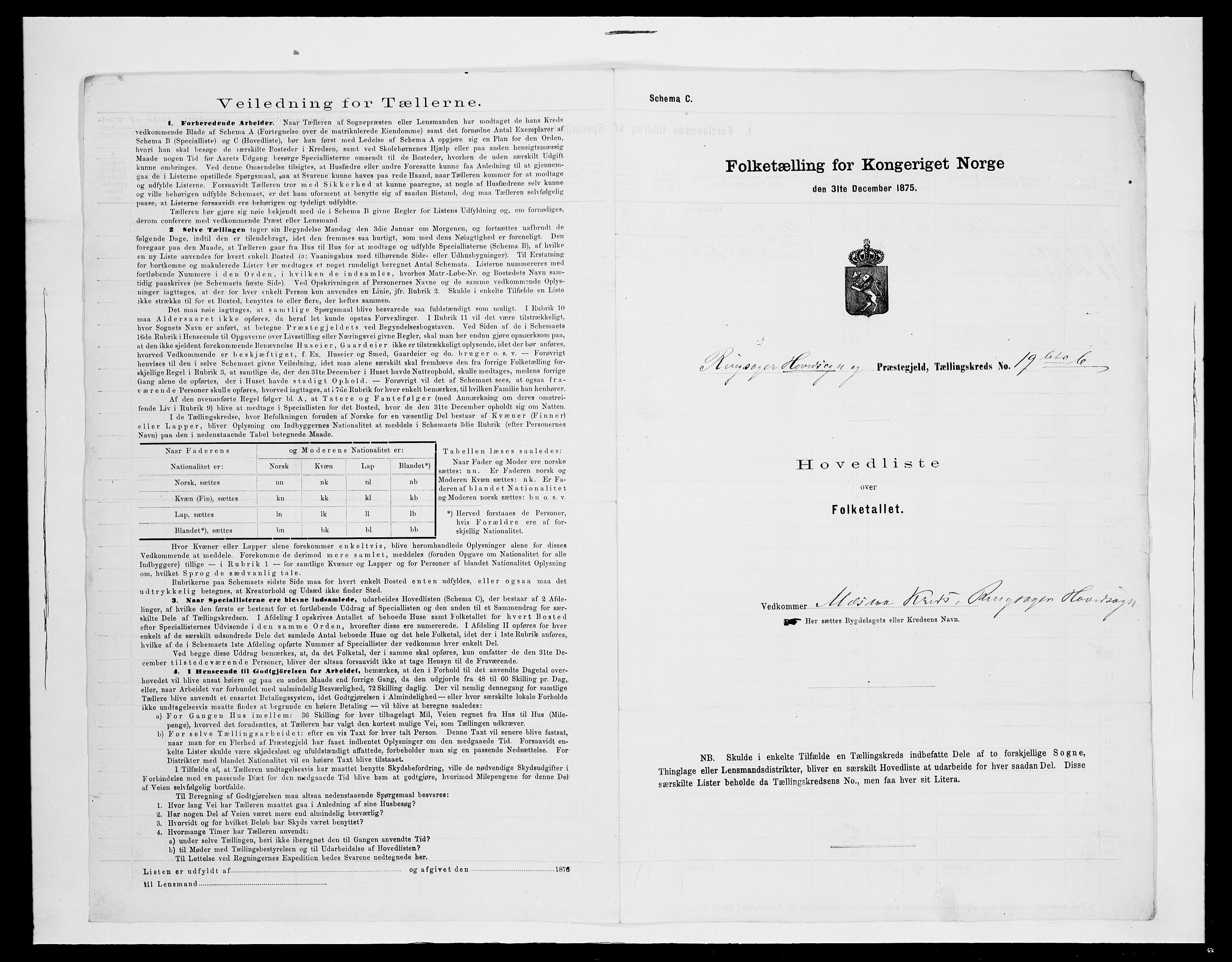 SAH, 1875 census for 0412P Ringsaker, 1875, p. 116