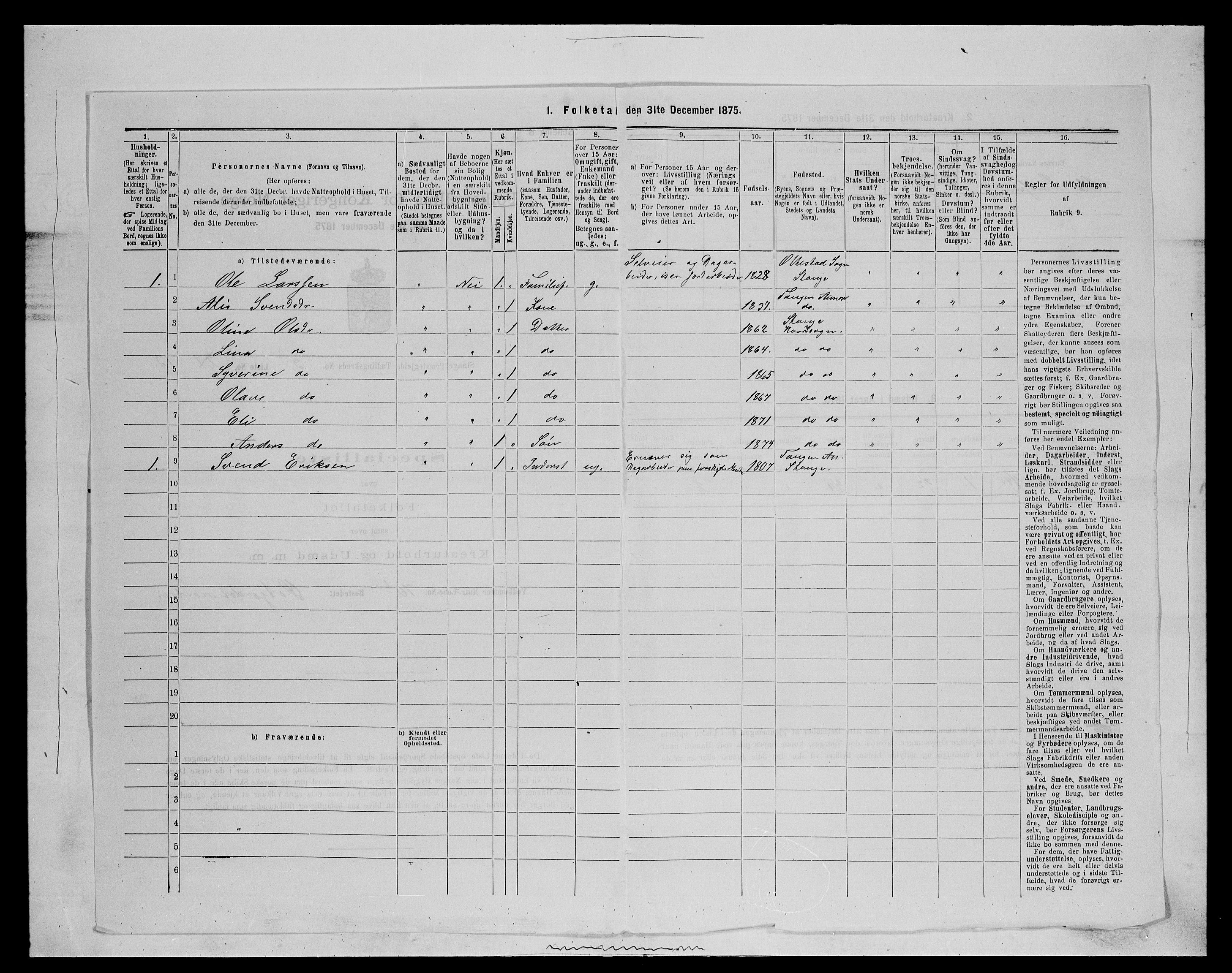 SAH, 1875 census for 0417P Stange, 1875, p. 600