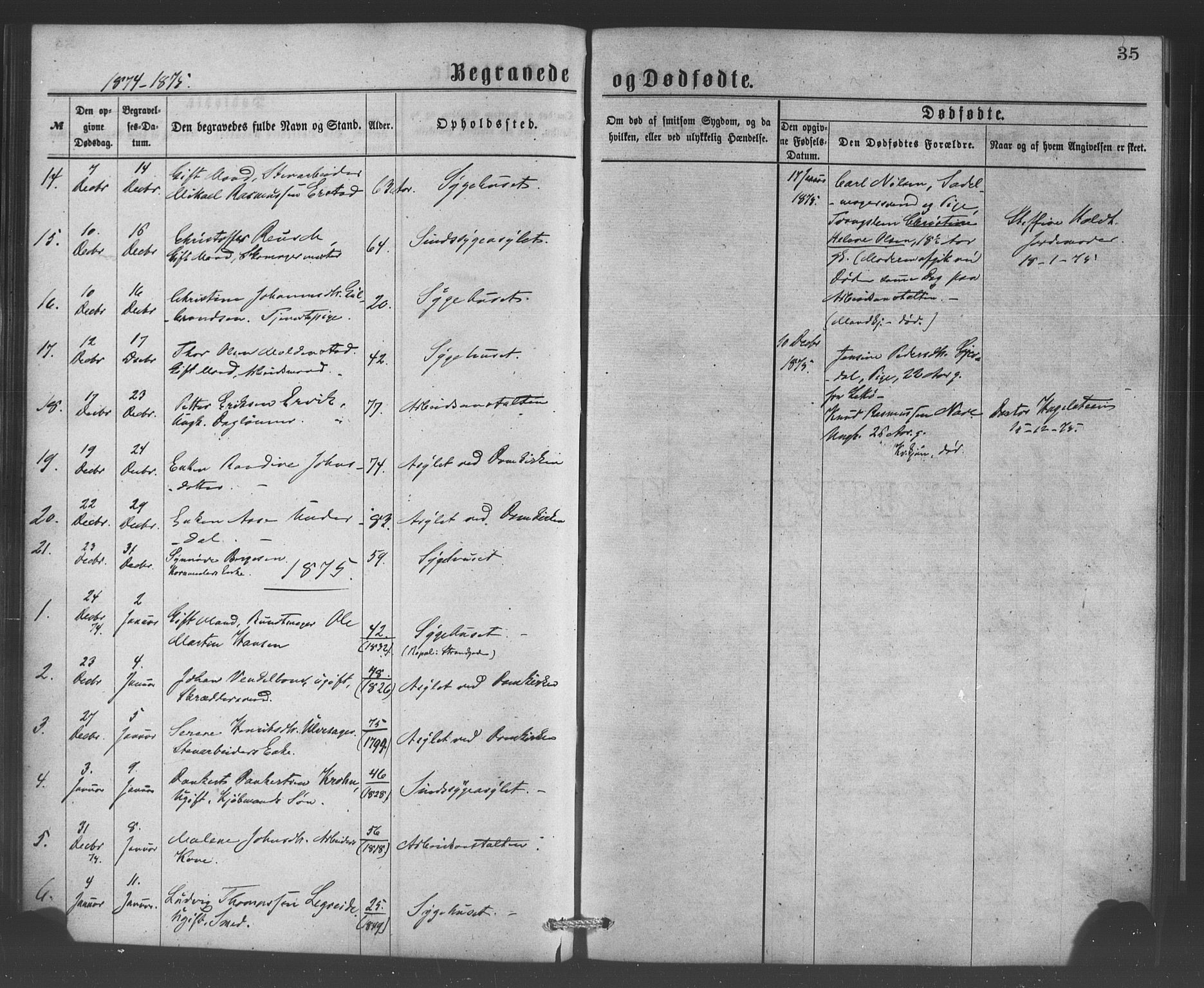 Bergen kommunale pleiehjem - stiftelsespresten, SAB/A-100281: Parish register (official) no. A 1, 1874-1886, p. 35