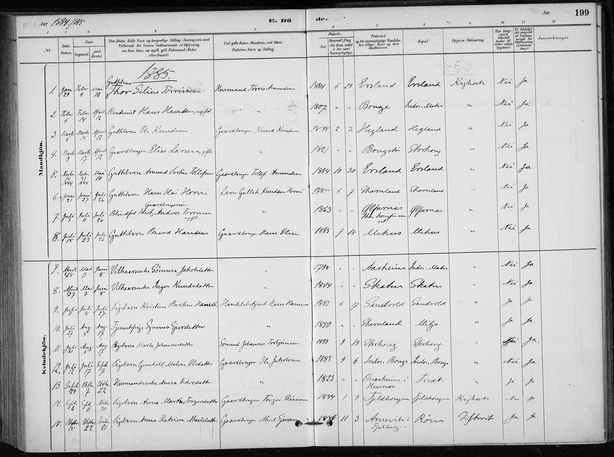 Skånevik sokneprestembete, AV/SAB-A-77801/H/Haa: Parish register (official) no. C  1, 1879-1917, p. 199