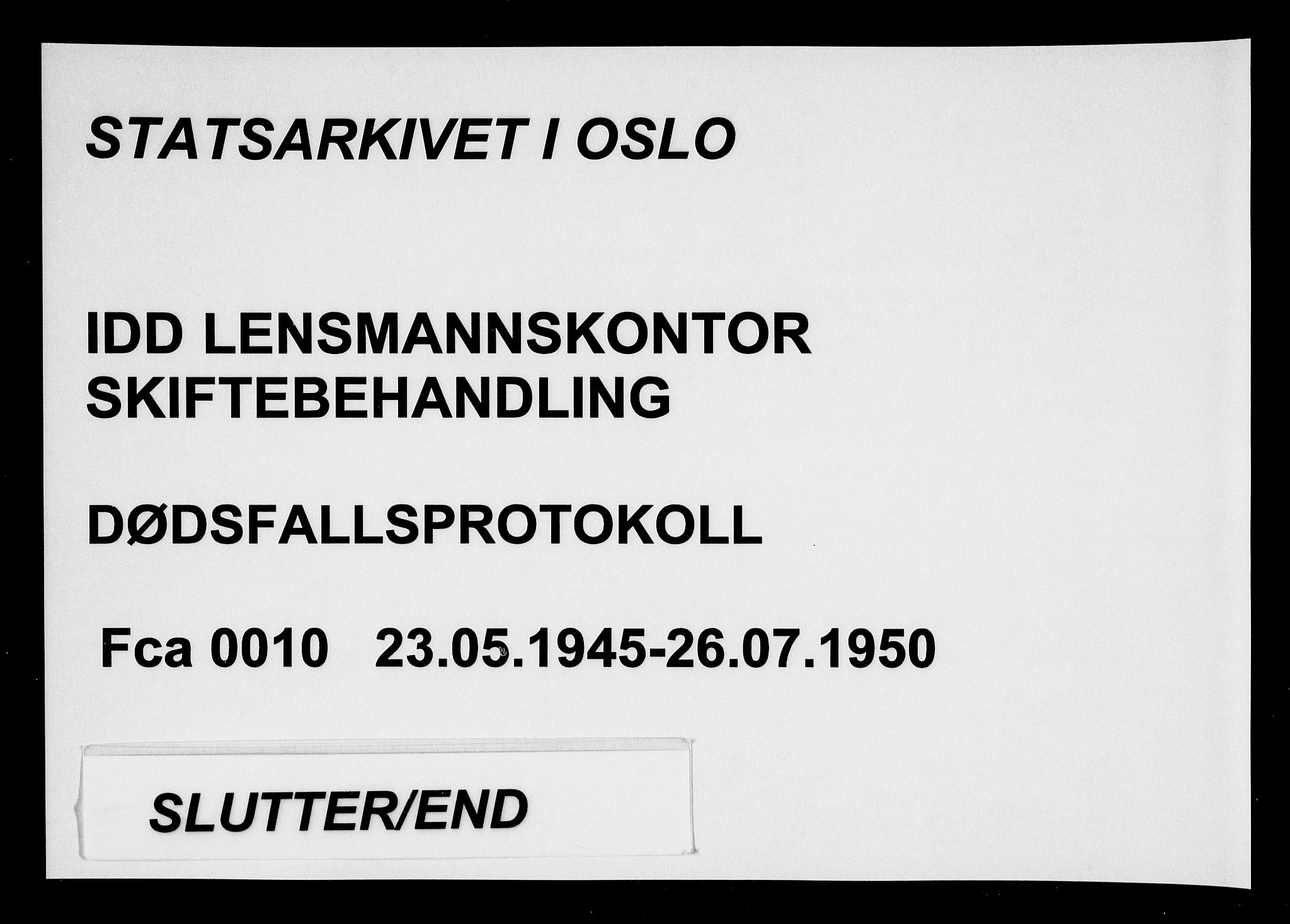 Idd lensmannsarkiv, SAO/A-10633/H/Ha/L0010: Dødsfallsprotokoll, 1945-1950