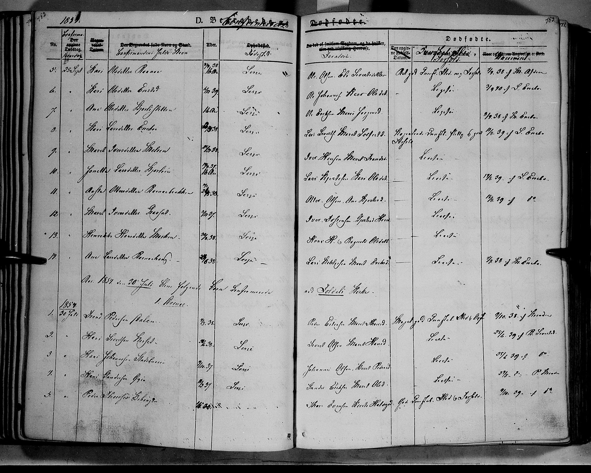 Lesja prestekontor, SAH/PREST-068/H/Ha/Haa/L0006: Parish register (official) no. 6B, 1843-1854, p. 762-763
