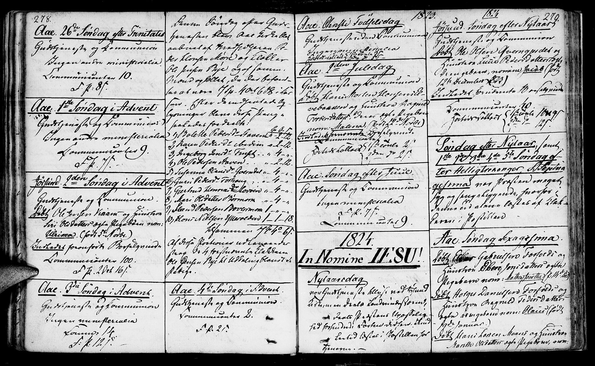 Ministerialprotokoller, klokkerbøker og fødselsregistre - Sør-Trøndelag, SAT/A-1456/655/L0674: Parish register (official) no. 655A03, 1802-1826, p. 278-279
