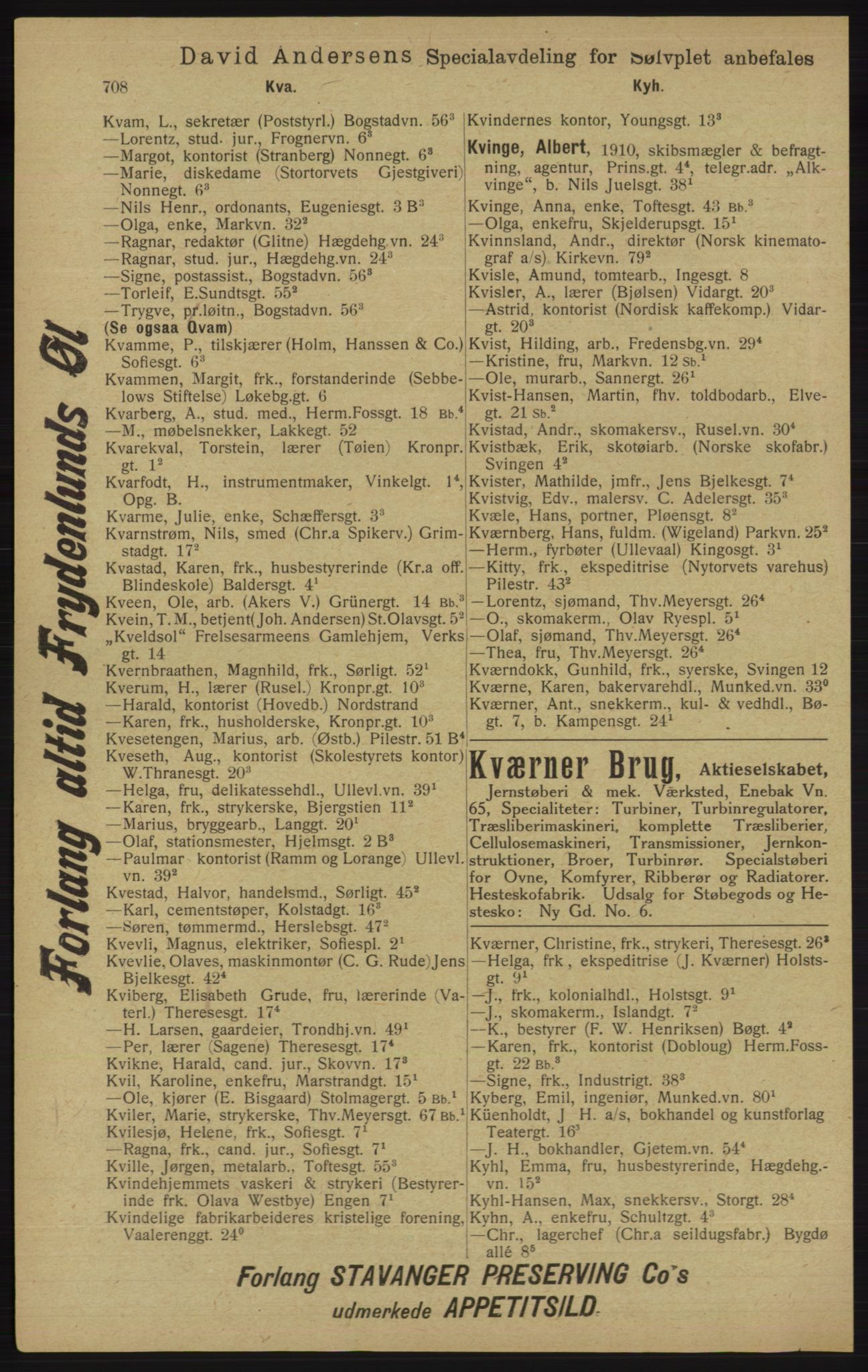 Kristiania/Oslo adressebok, PUBL/-, 1913, p. 720