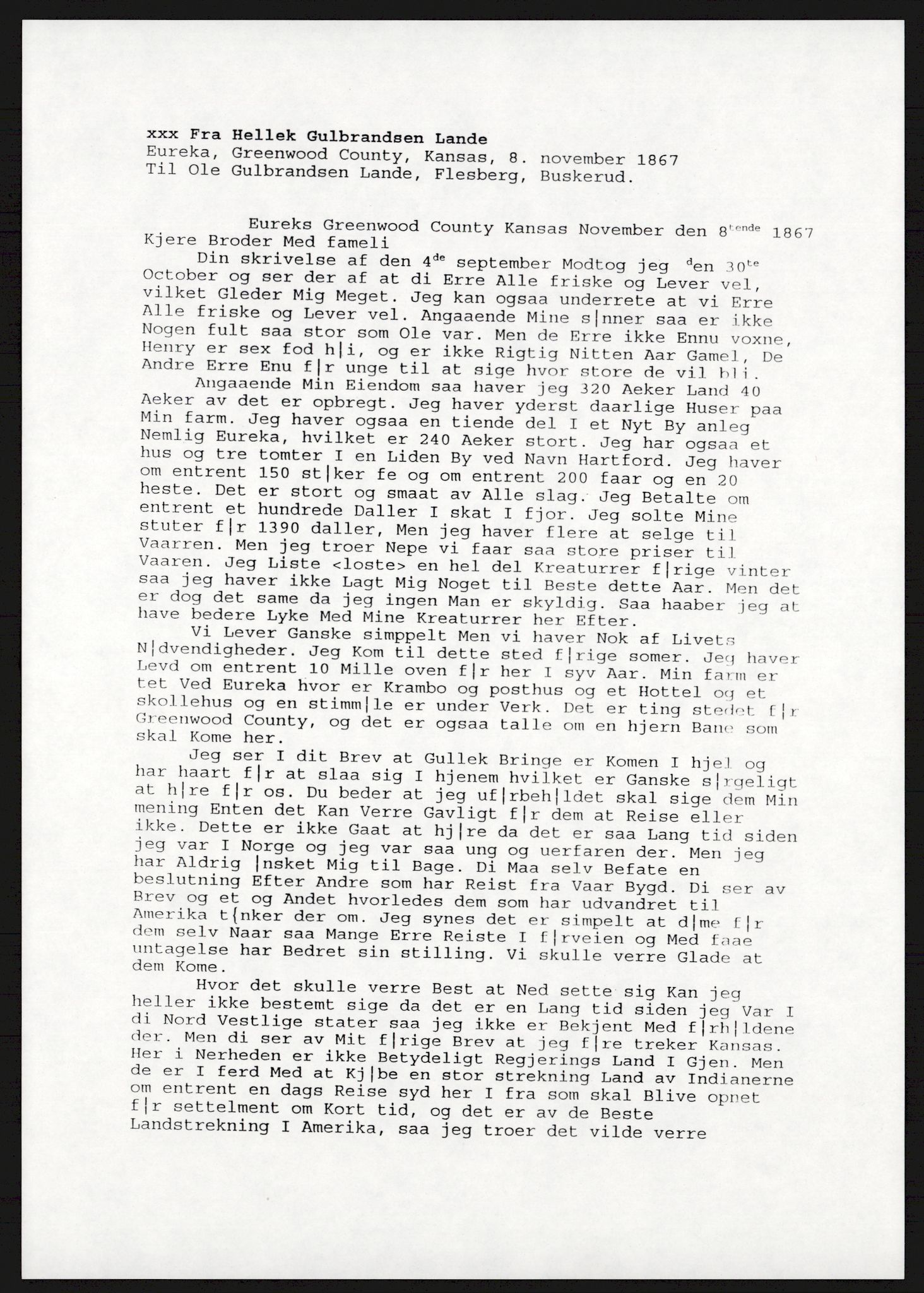 Samlinger til kildeutgivelse, Amerikabrevene, AV/RA-EA-4057/F/L0017: Innlån fra Buskerud: Bratås, 1838-1914, p. 448