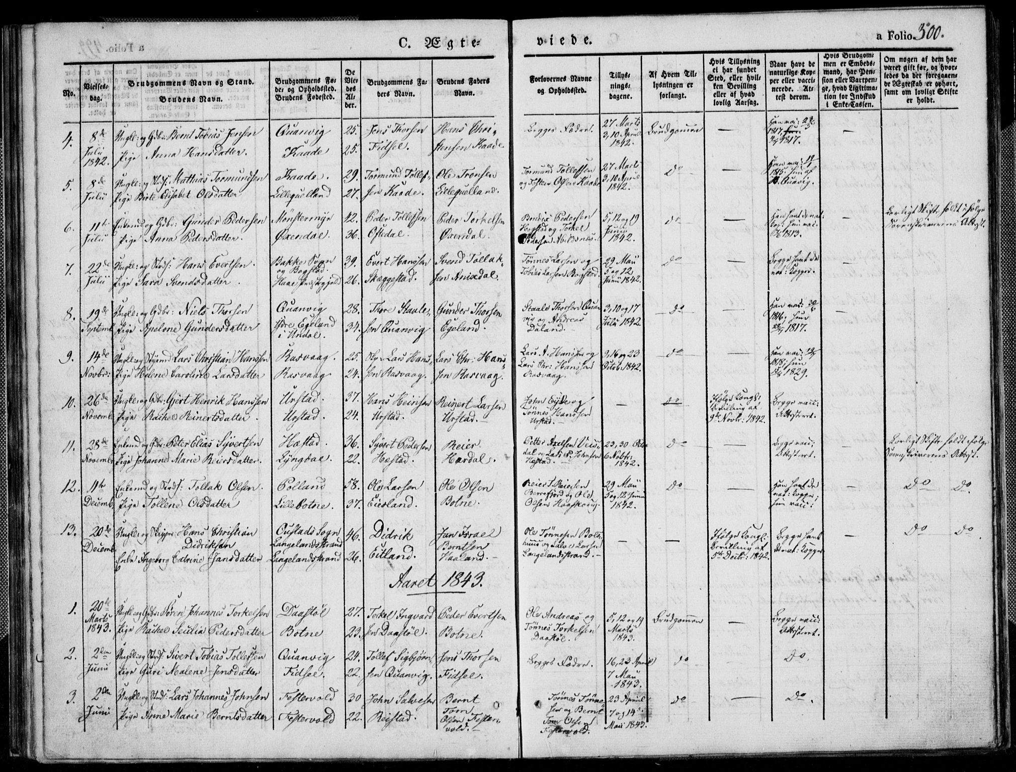 Flekkefjord sokneprestkontor, SAK/1111-0012/F/Fb/Fbb/L0002: Parish register (copy) no. B 2b, 1831-1866, p. 500