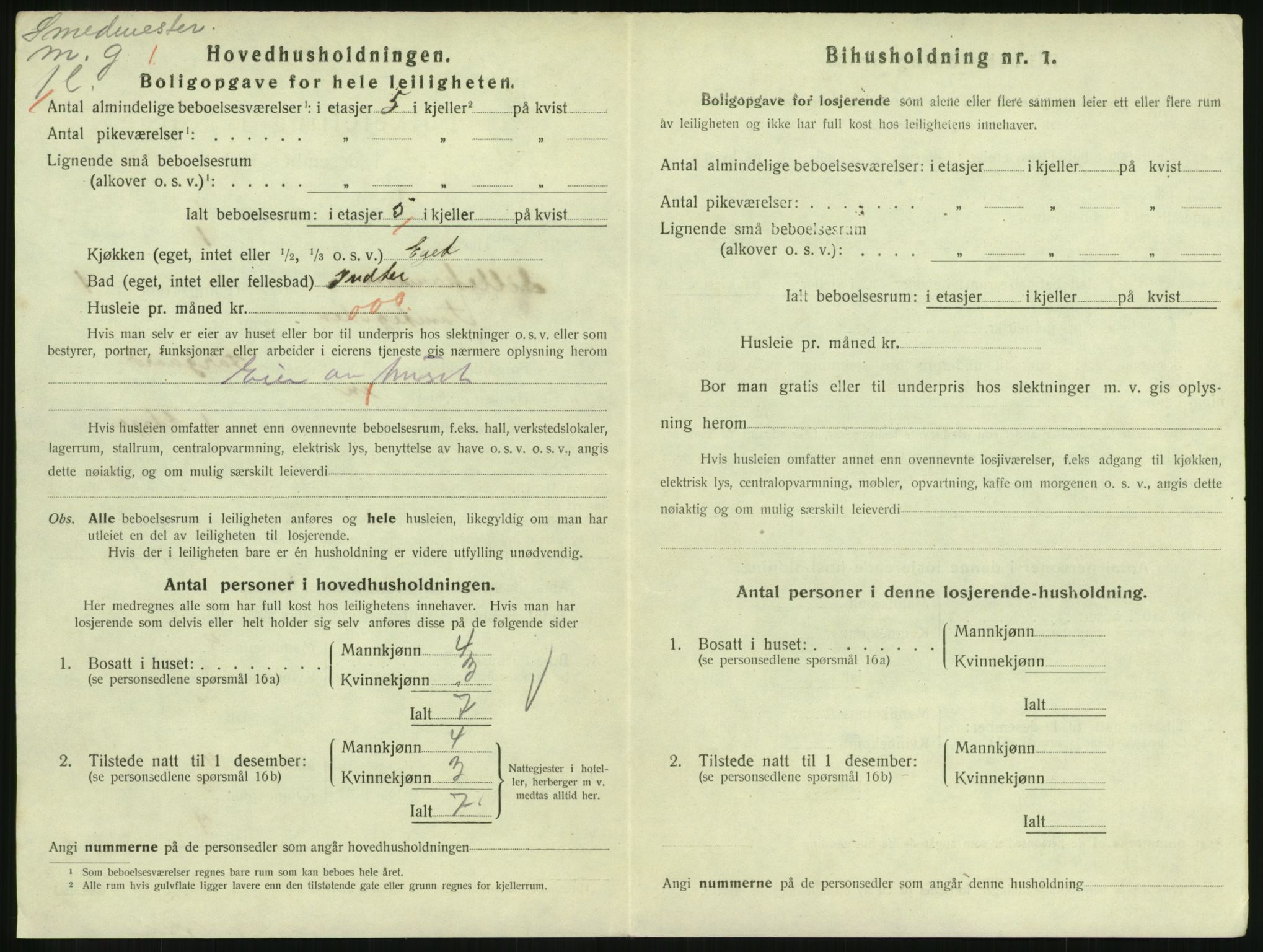 SAH, 1920 census for Lillehammer, 1920, p. 2743