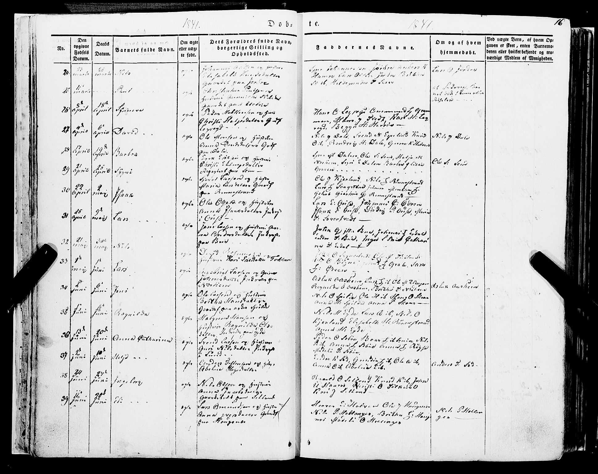 Ulvik sokneprestembete, AV/SAB-A-78801/H/Haa: Parish register (official) no. A 12, 1839-1853, p. 16