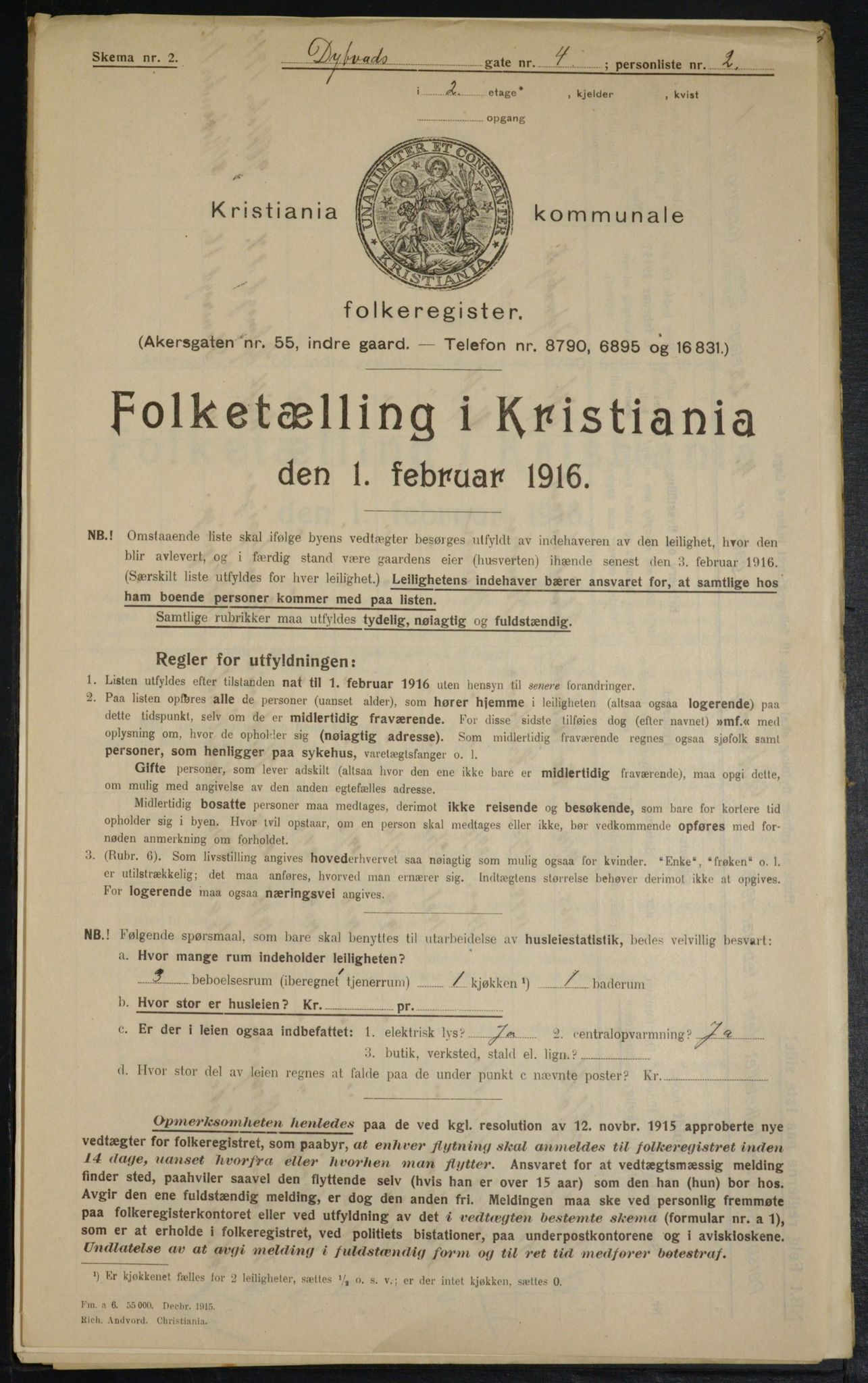 OBA, Municipal Census 1916 for Kristiania, 1916, p. 17579