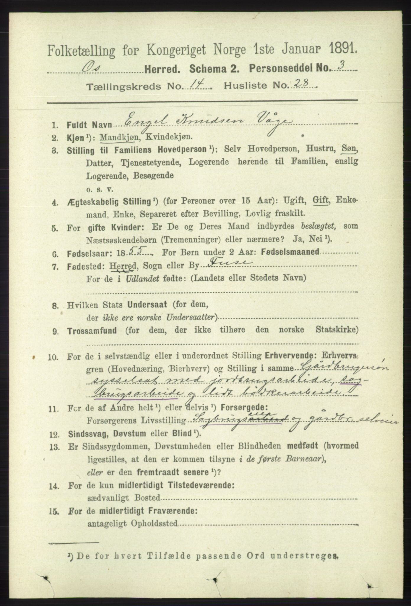 RA, 1891 census for 1243 Os, 1891, p. 3244