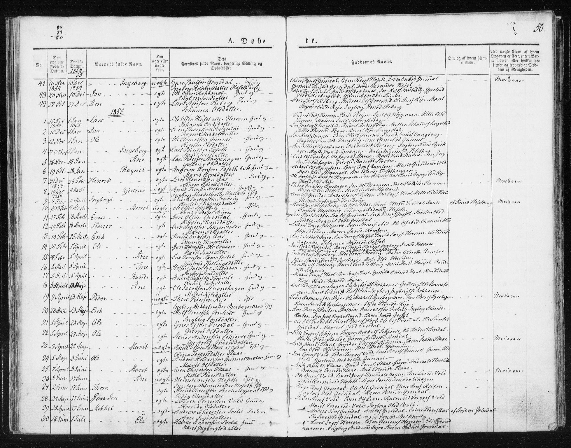 Ministerialprotokoller, klokkerbøker og fødselsregistre - Sør-Trøndelag, SAT/A-1456/674/L0869: Parish register (official) no. 674A01, 1829-1860, p. 50