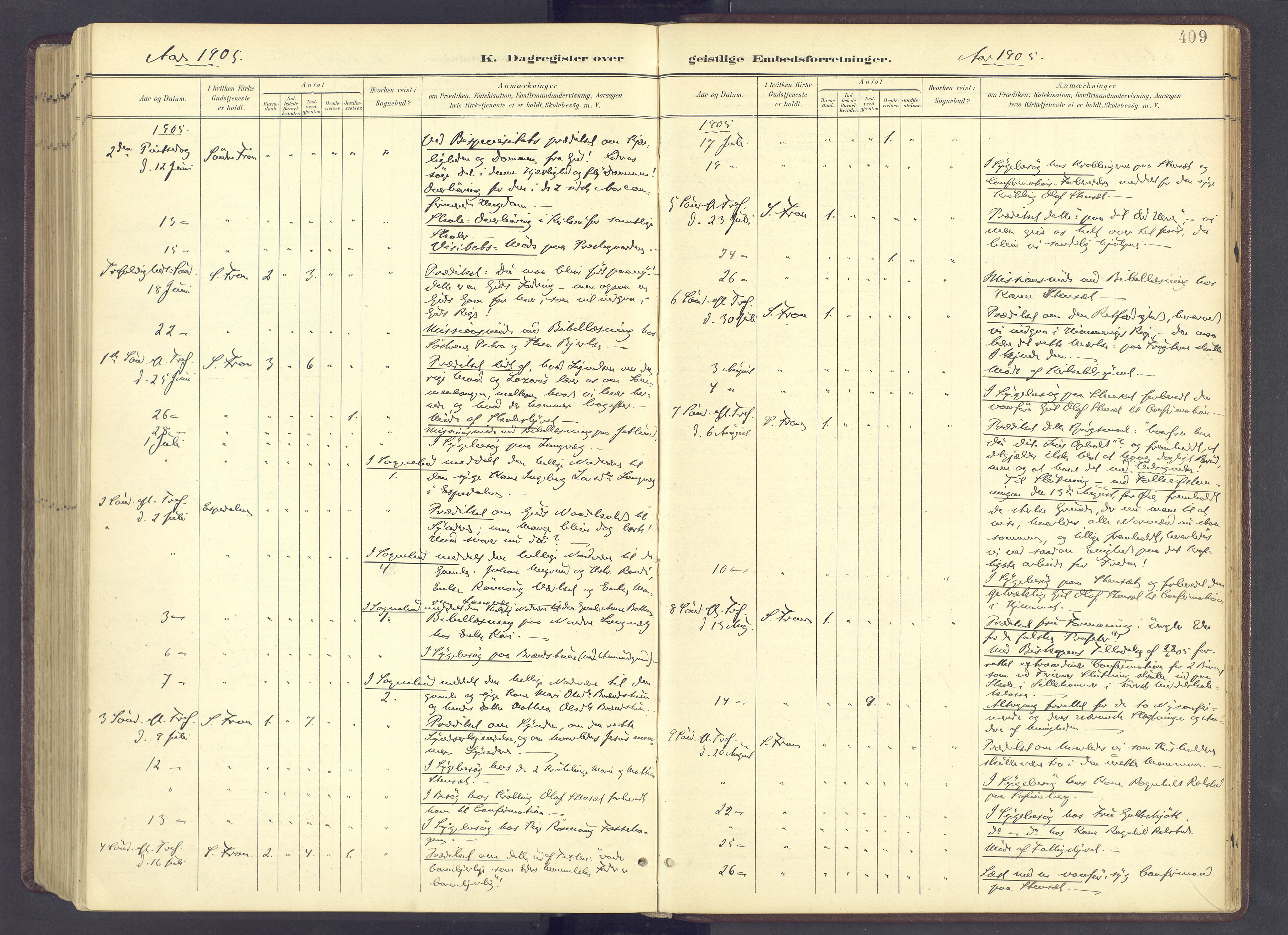 Sør-Fron prestekontor, AV/SAH-PREST-010/H/Ha/Haa/L0004: Parish register (official) no. 4, 1898-1919, p. 409