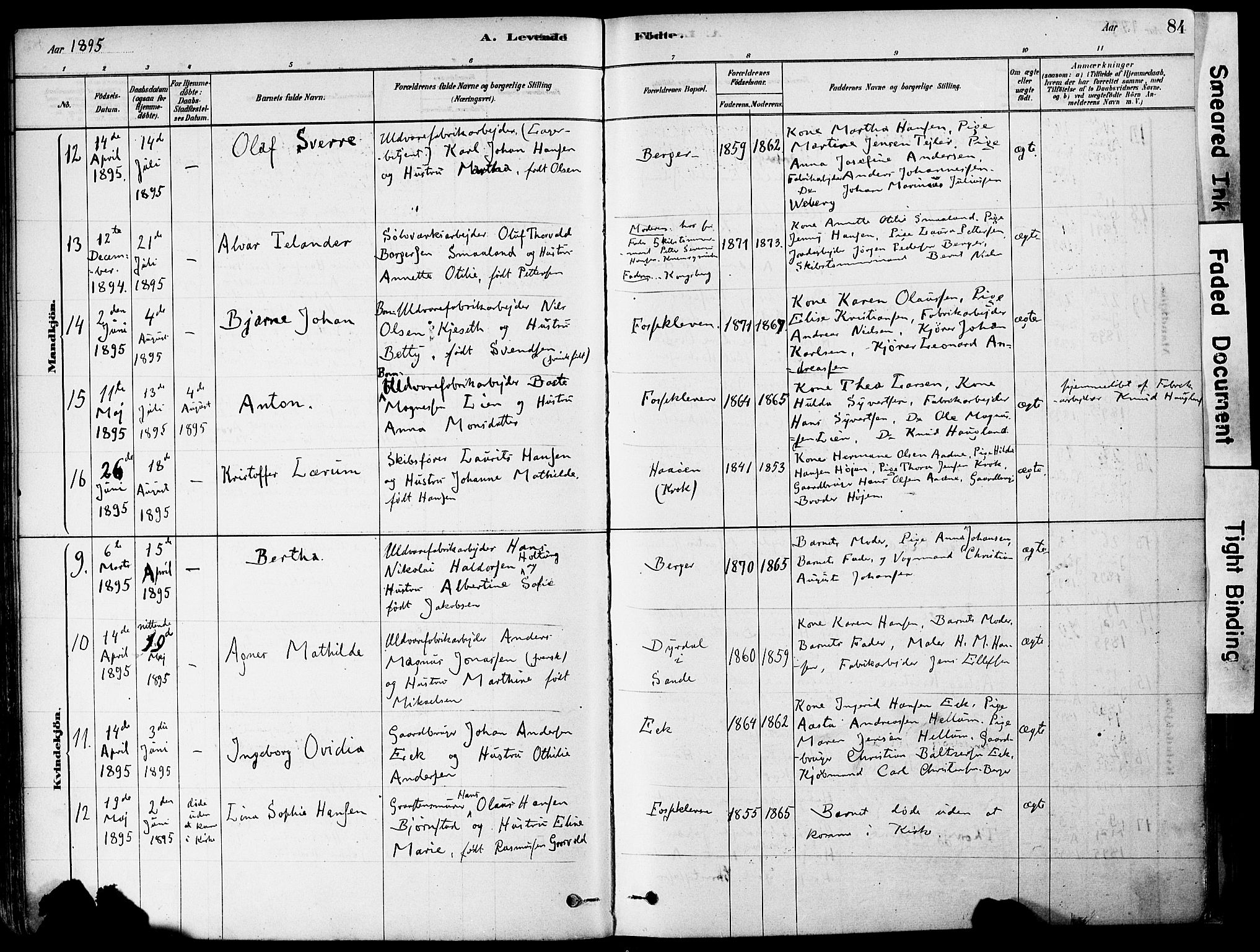 Strømm kirkebøker, AV/SAKO-A-322/F/Fa/L0004: Parish register (official) no. I 4, 1878-1899, p. 84