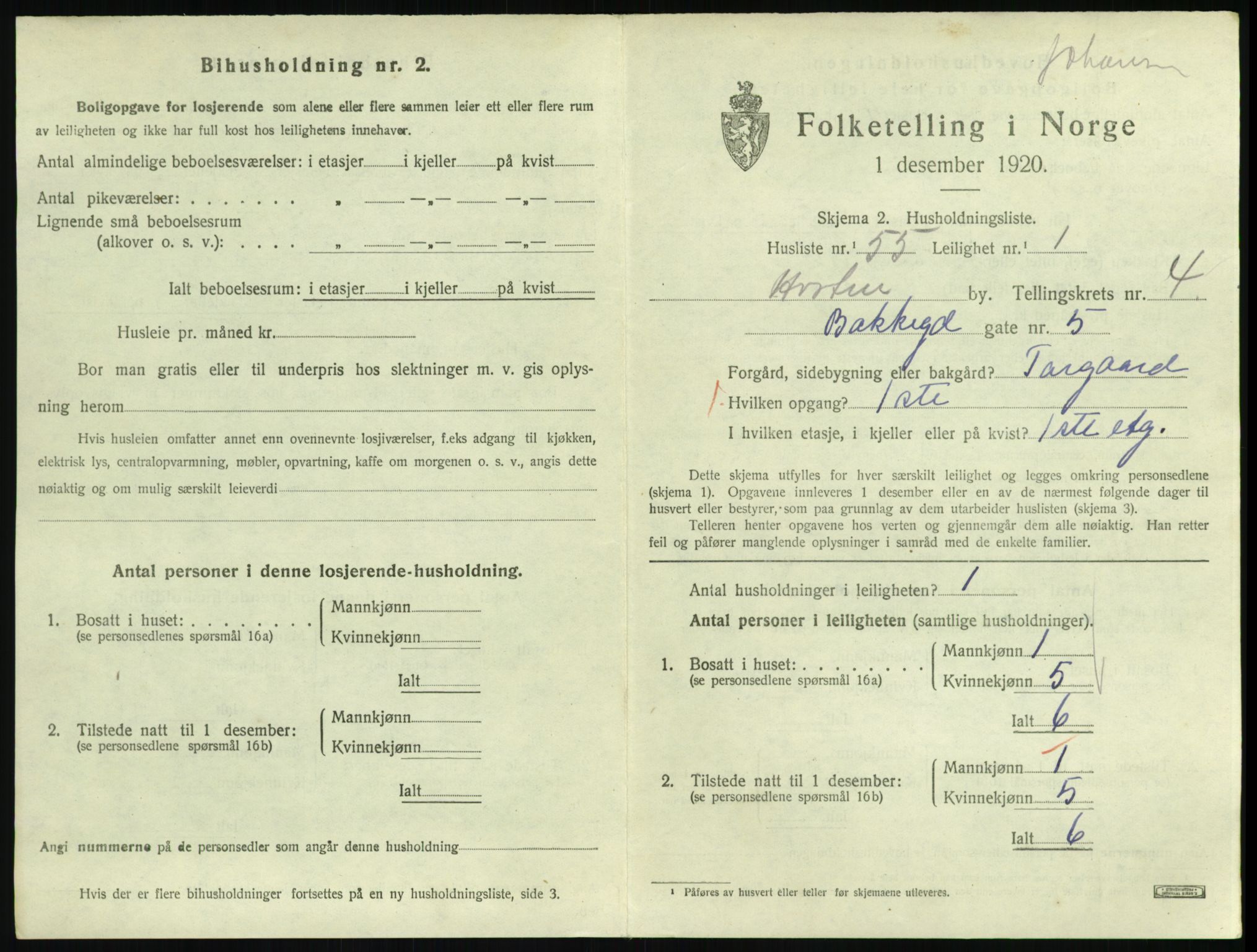 SAKO, 1920 census for Horten, 1920, p. 5065